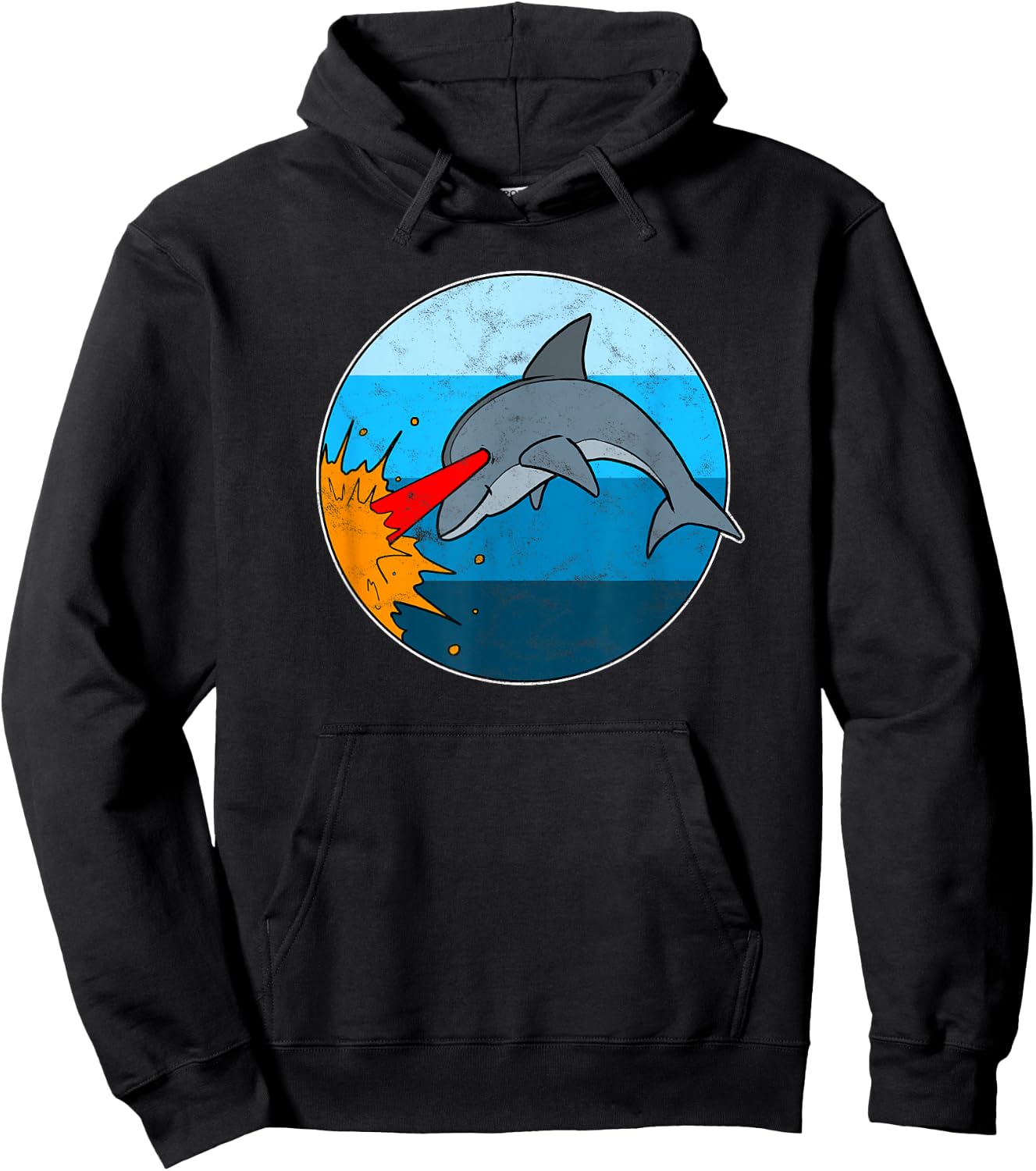 Retro Laser Dolphin Funny 80s Dolphin Hoodie - Hoodie | Black