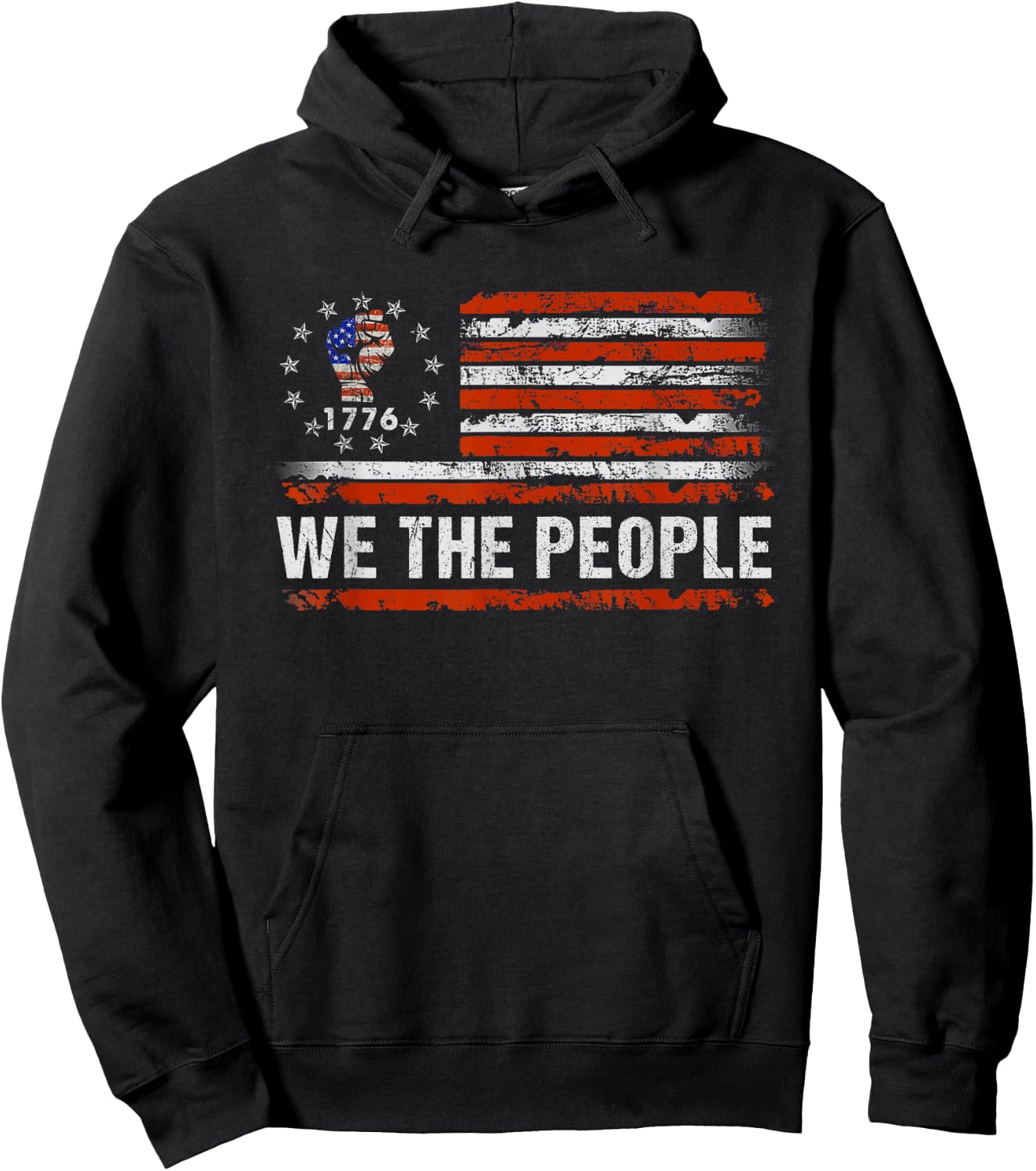 We The People Amercan Flag Patriotic USA Men Women Boy Girl Hoodie - Hoodie | Black