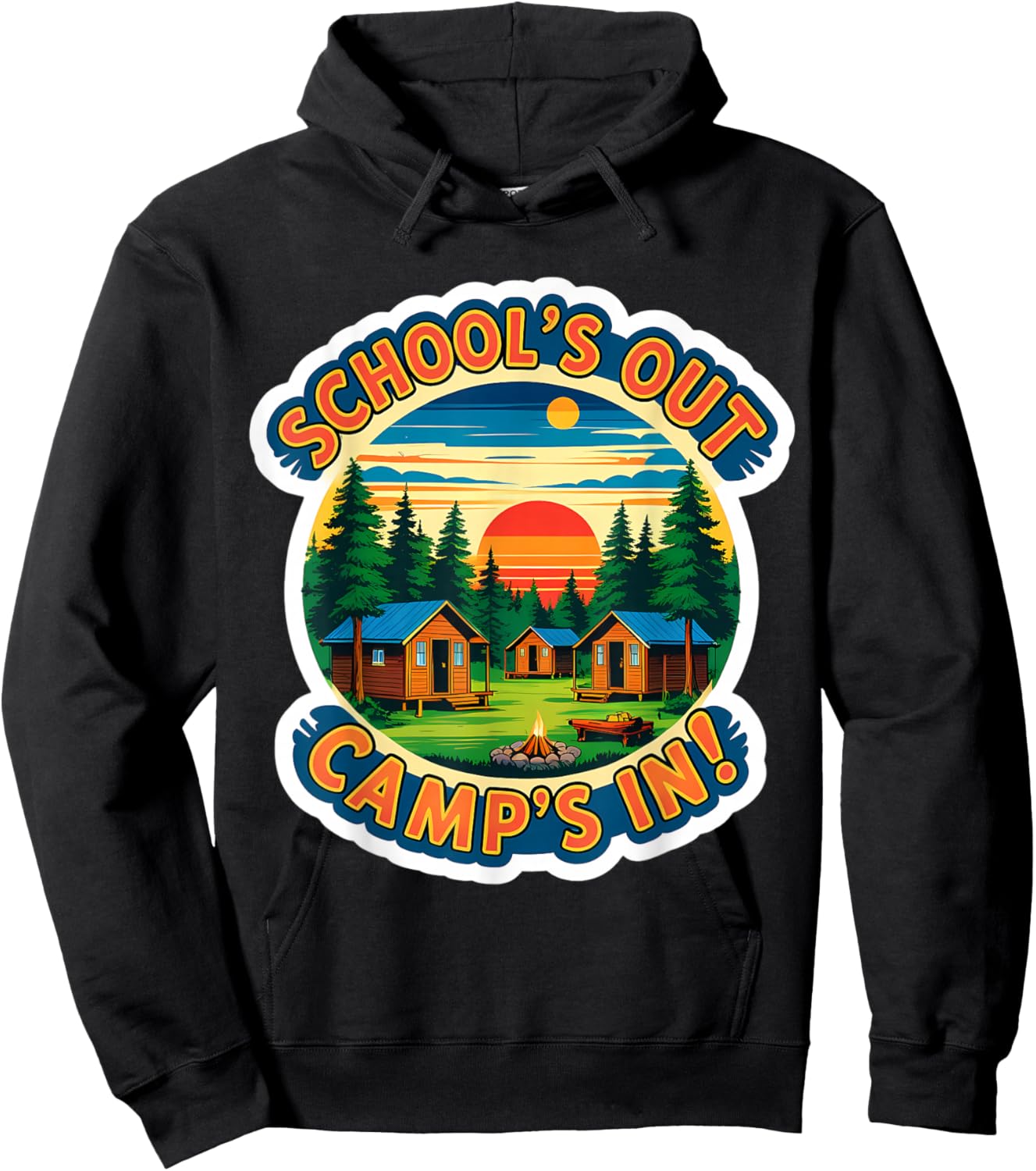 School's Out Camp's In Student Kids Boys Girls Summer Break Hoodie - Hoodie | Black