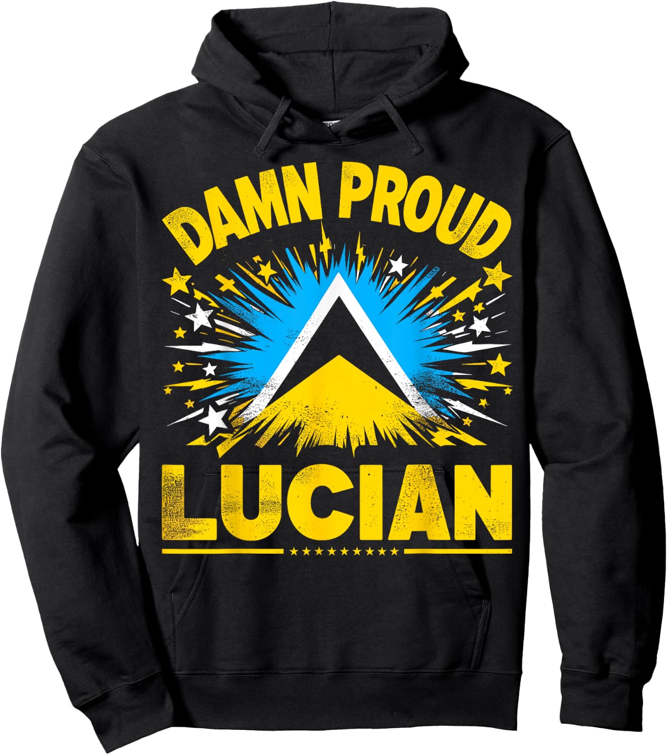 Damn Proud Lucian, Saint Lucia Independence, St. Lucia Flag Hoodie - Hoodie | Black