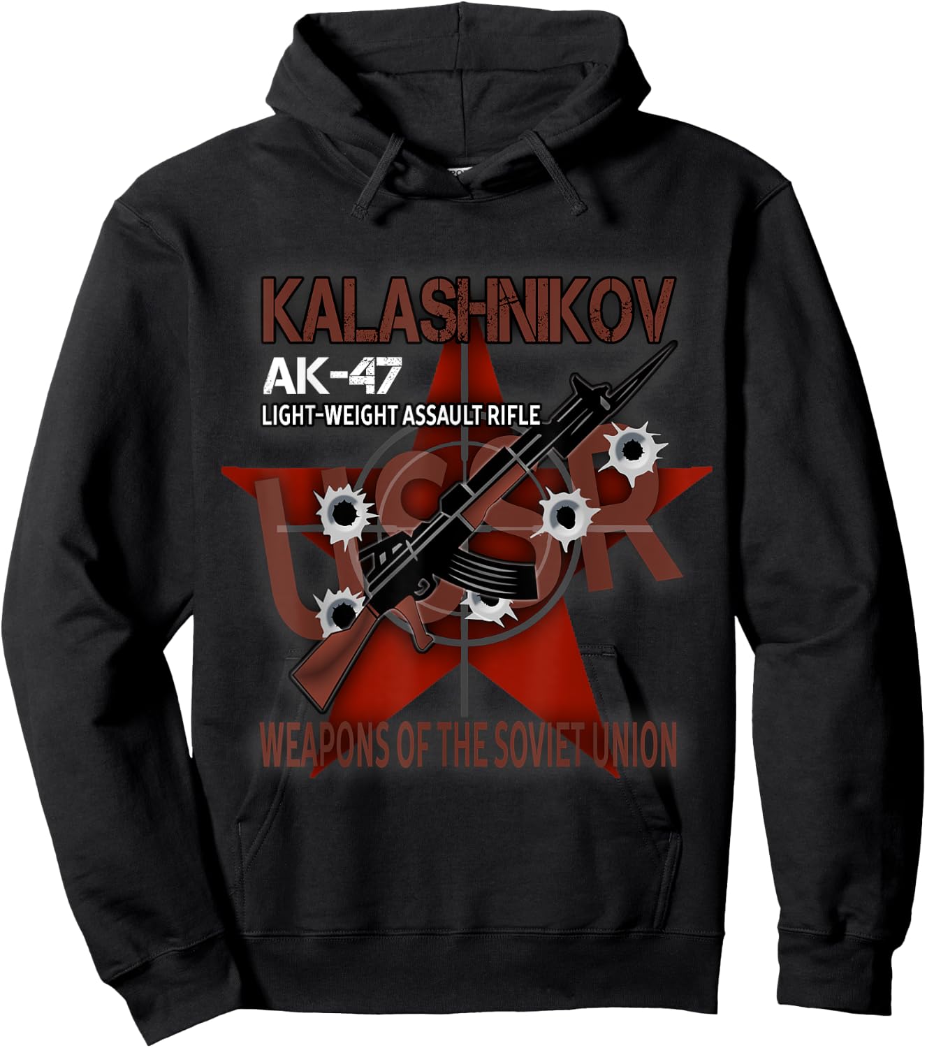 Soviet Kalashnikov AK-47 Vintage USSR Russian Rifle Gun CCCP Hoodie - Hoodie | Black