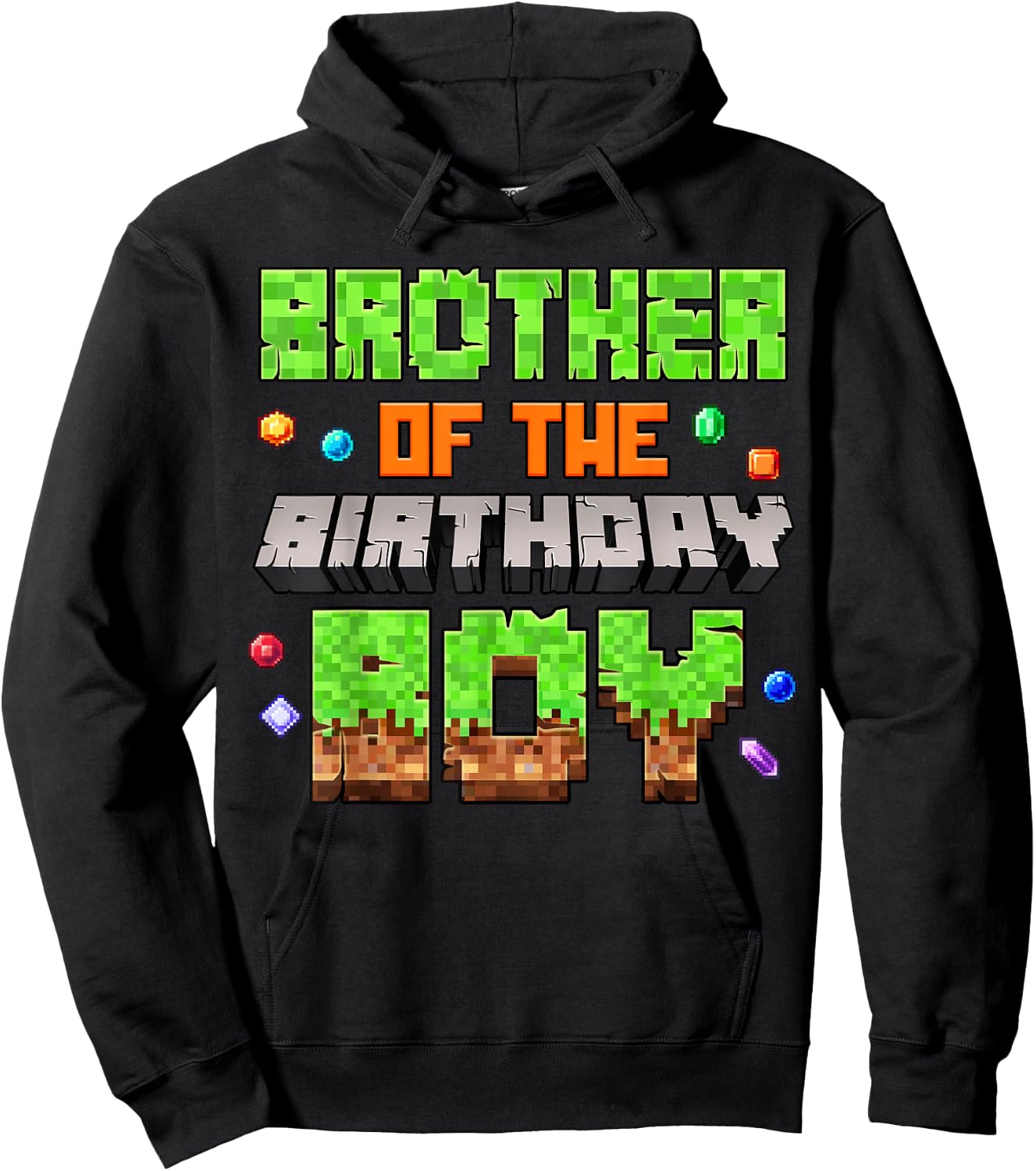 Brother Of The Birthday Boy Pixel Gaming Video Game Kids Hoodie - Hoodie | Black