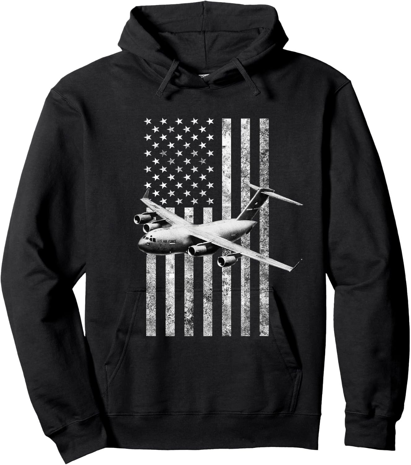 C-17 USA American Flag - Military Hoodie - Hoodie | Black