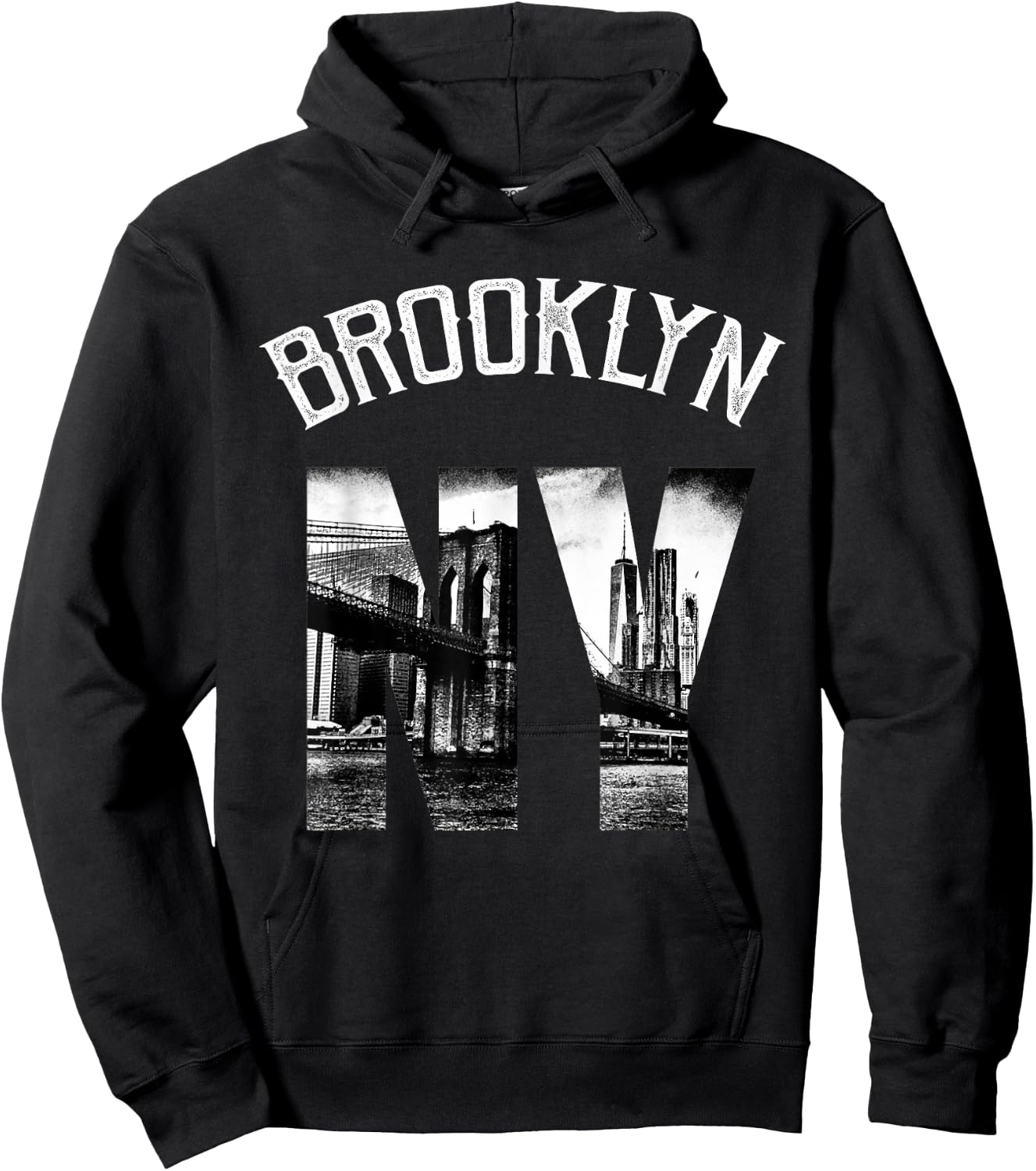 Vintage Brooklyn New York Skyline Shirt Hoodie - Hoodie | Black