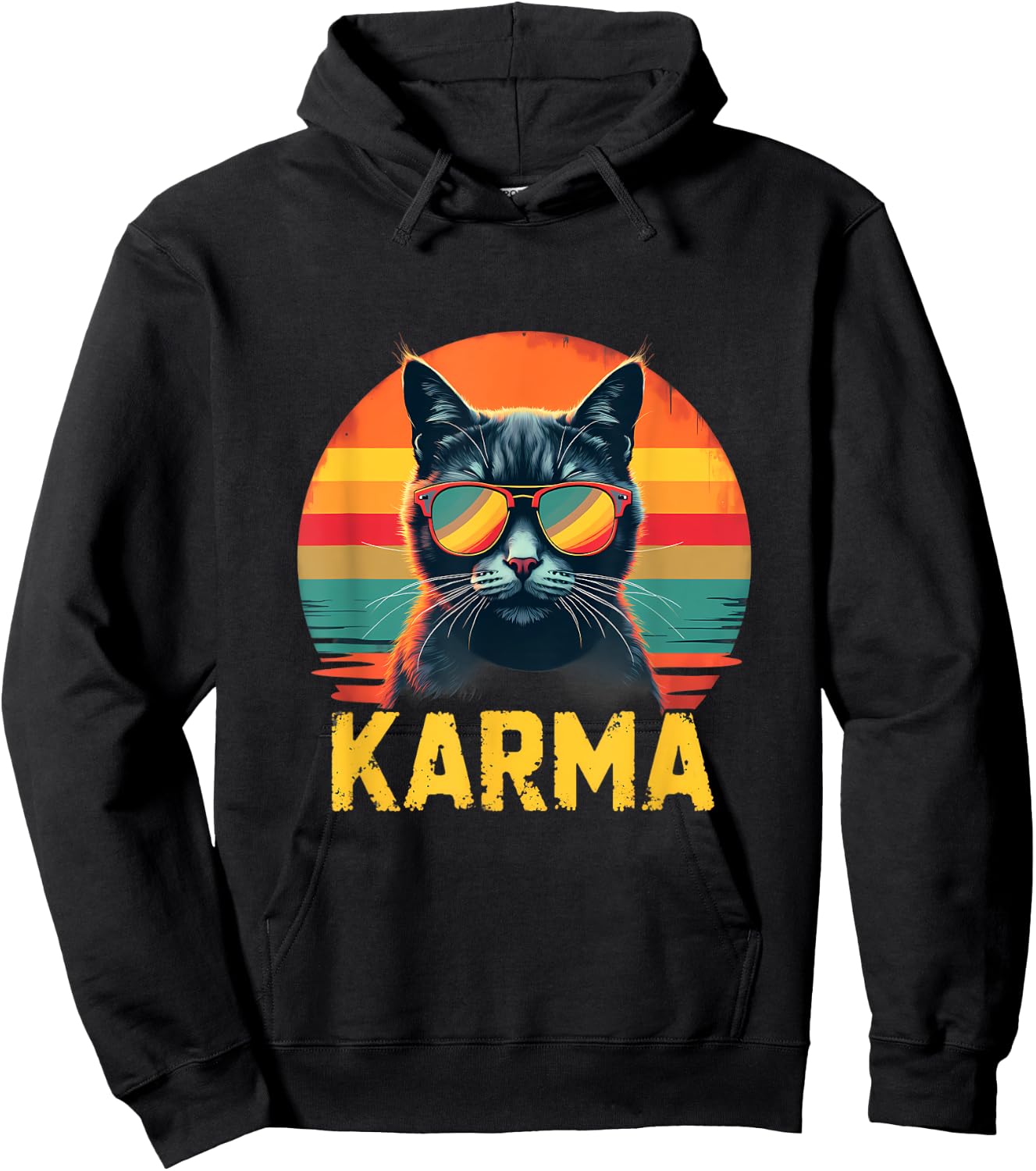 Karma Cat Retro Sunglasses Sunset Vibes Women Hoodie - Hoodie | Black