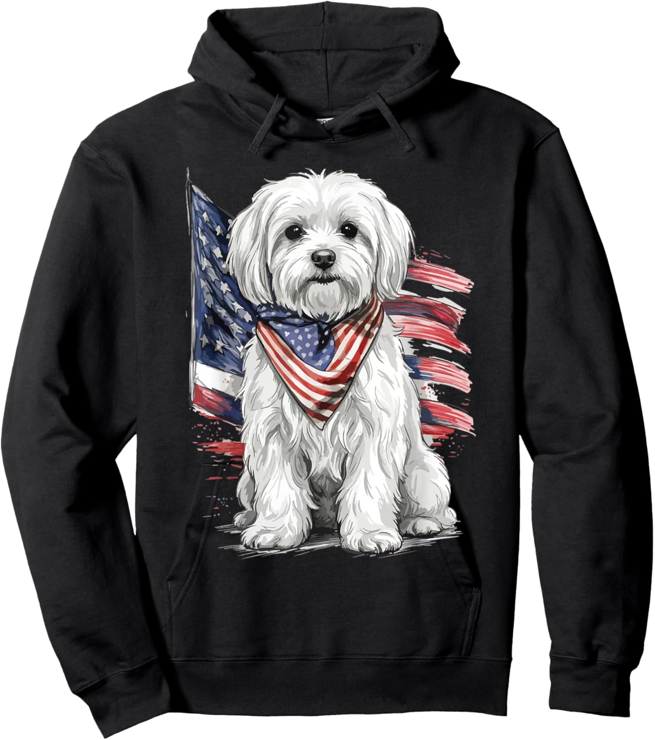 Maltese 4th of July Patriotic Dog Hoodie - Hoodie | Black