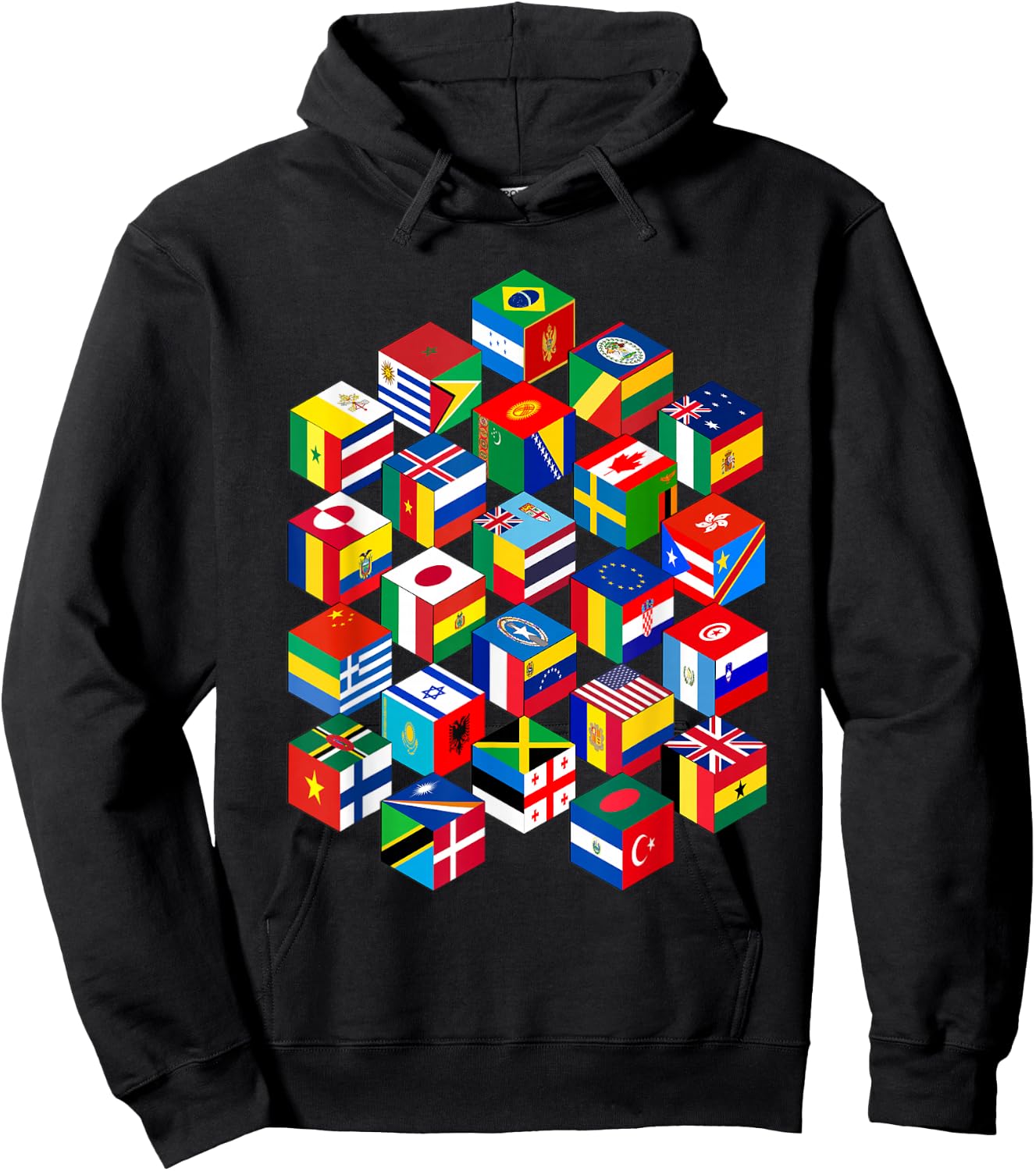 Flags of The World, International Hoodie - Hoodie | Black