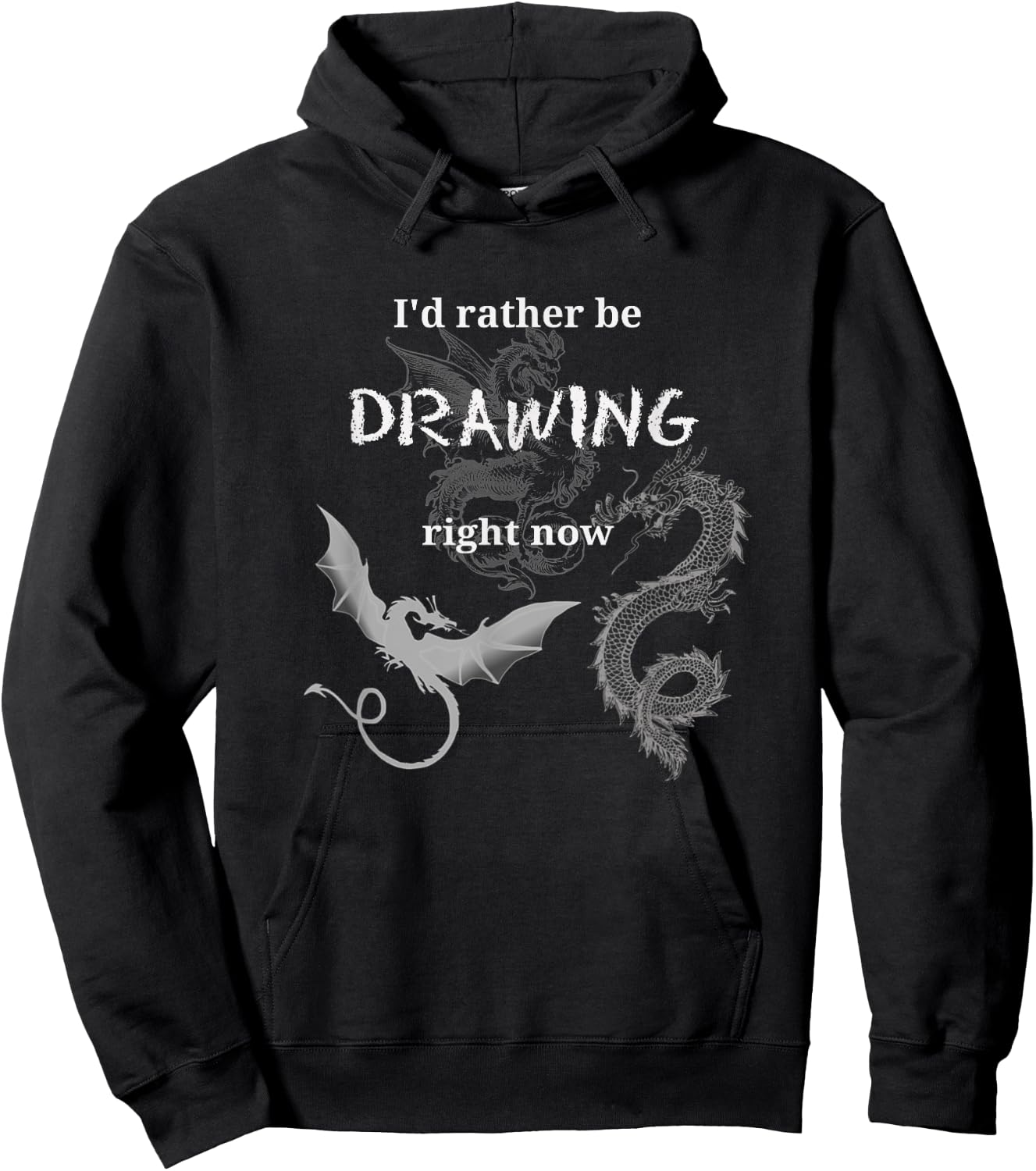 I'd Rather Be Drawing Design Artist Dragons Draw Hobby Fun Hoodie - Hoodie | Black