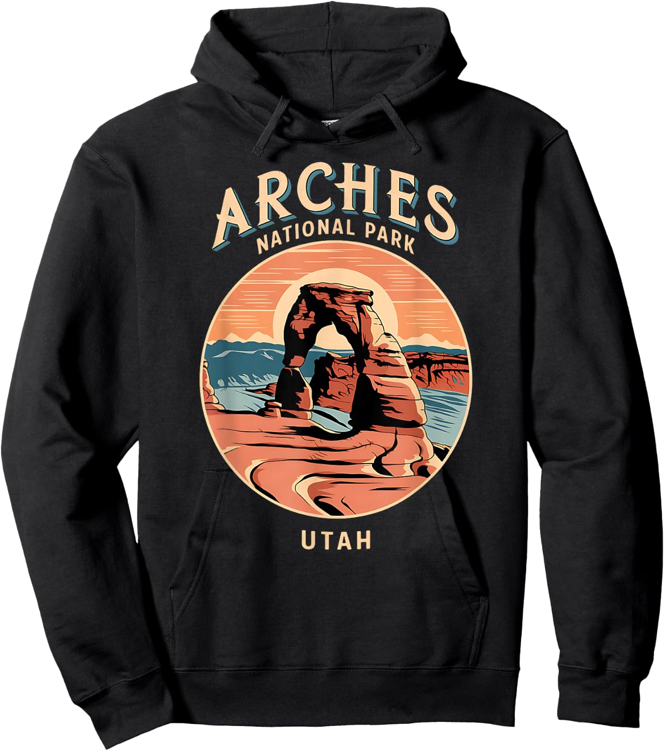 Hiking Camping Scenic Design of Arches National Park Utah Hoodie - Hoodie | Black