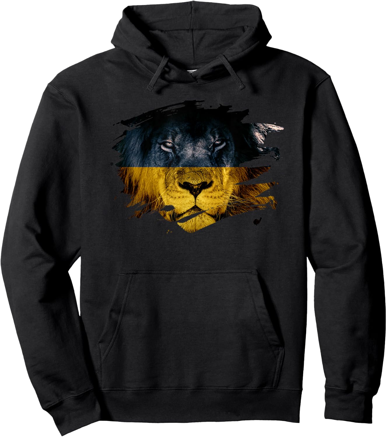 Ukraine Flag & African Lion - Ukrainian Pride Hoodie - Hoodie | Black