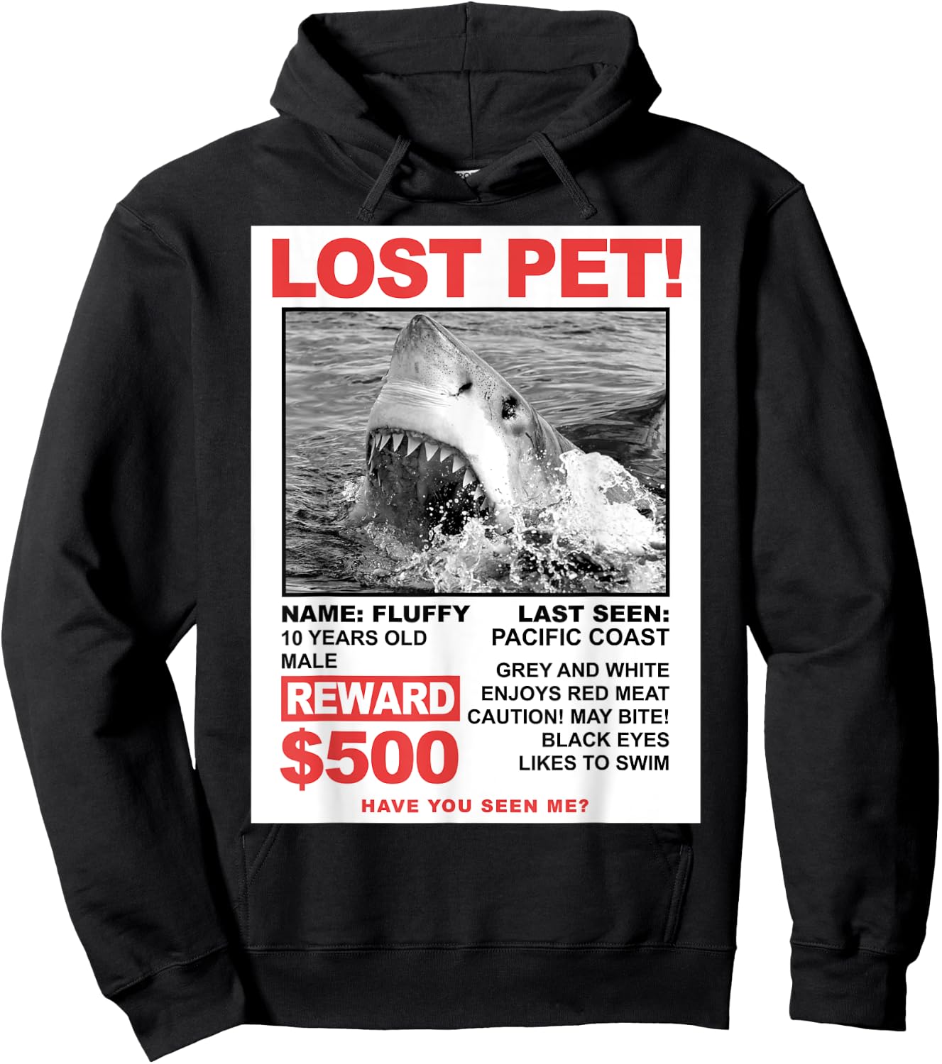 Shark Flyer Lost Pet Reward Hoodie - Hoodie | Black