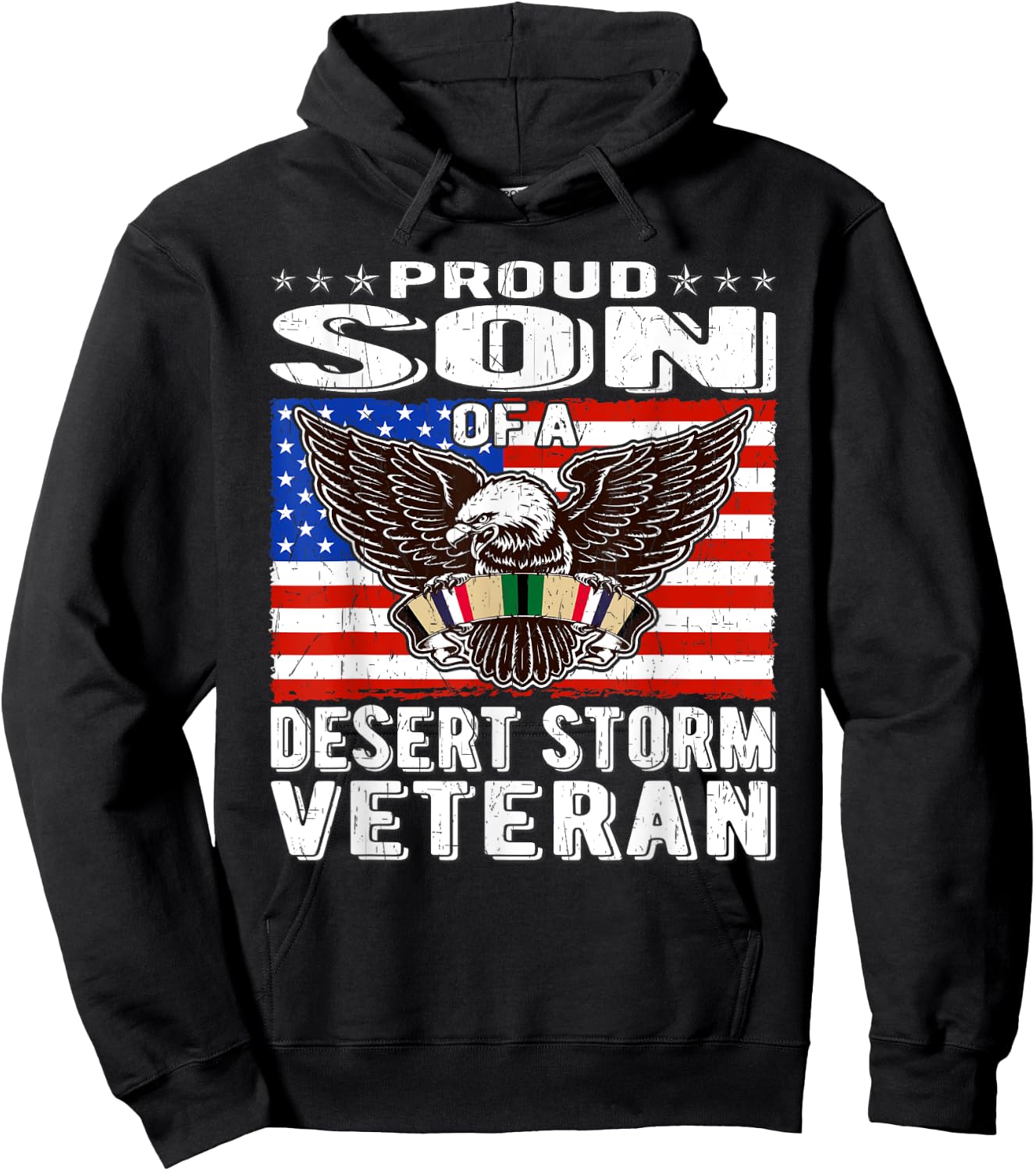 Proud Son Of Desert Storm Veteran Persian Gulf War Veterans Hoodie - Hoodie | Black