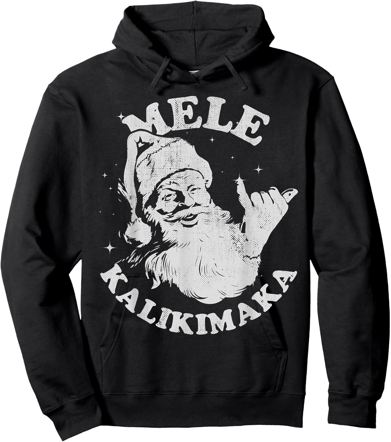 Retro Christmas Mele Kalikimaka Santa Shaka Hawaii Hoodie - Hoodie | Black