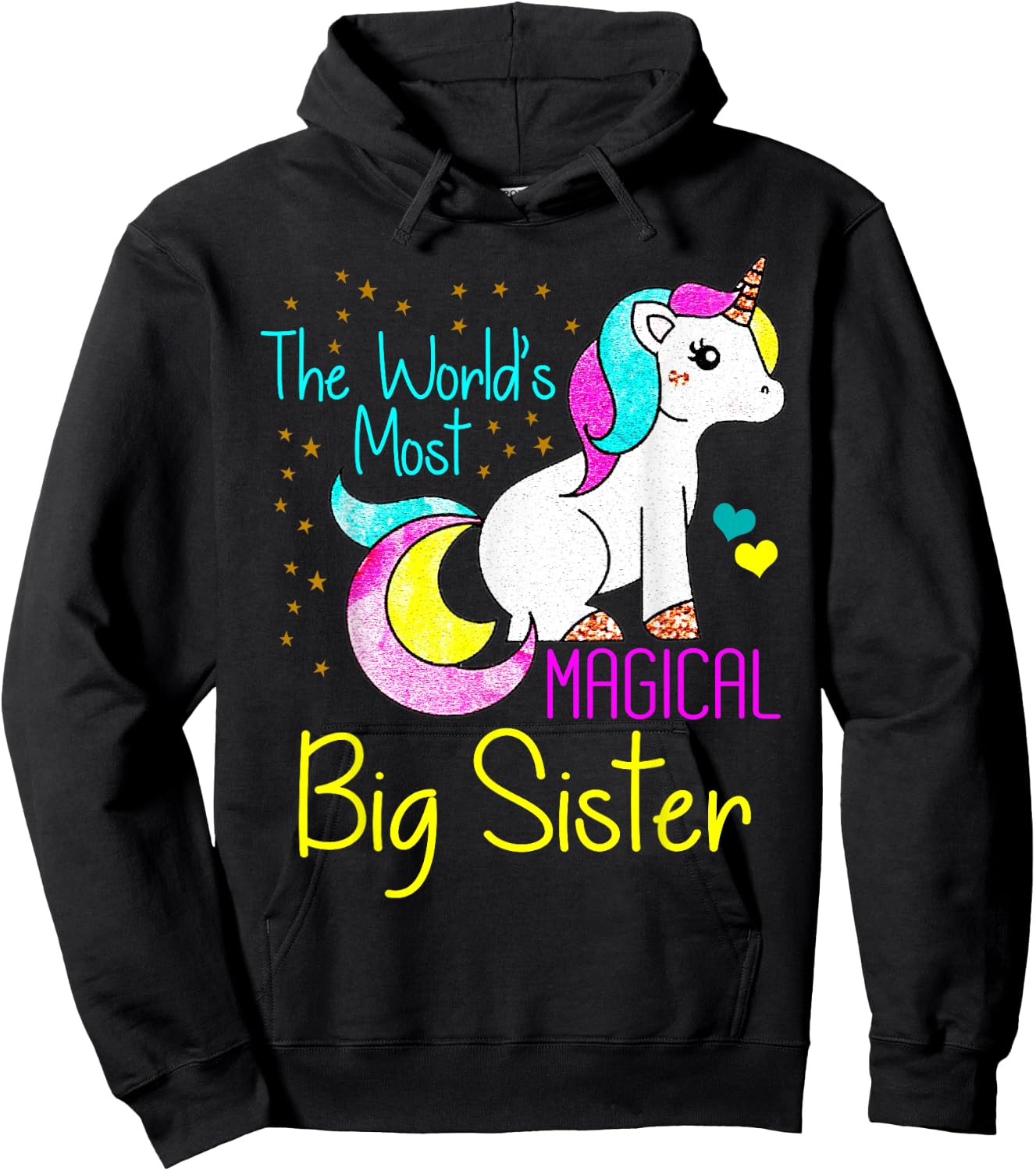 Magical Unicorn Big Sister Cute Funny Novelty Gift Hoodie - Hoodie | Black