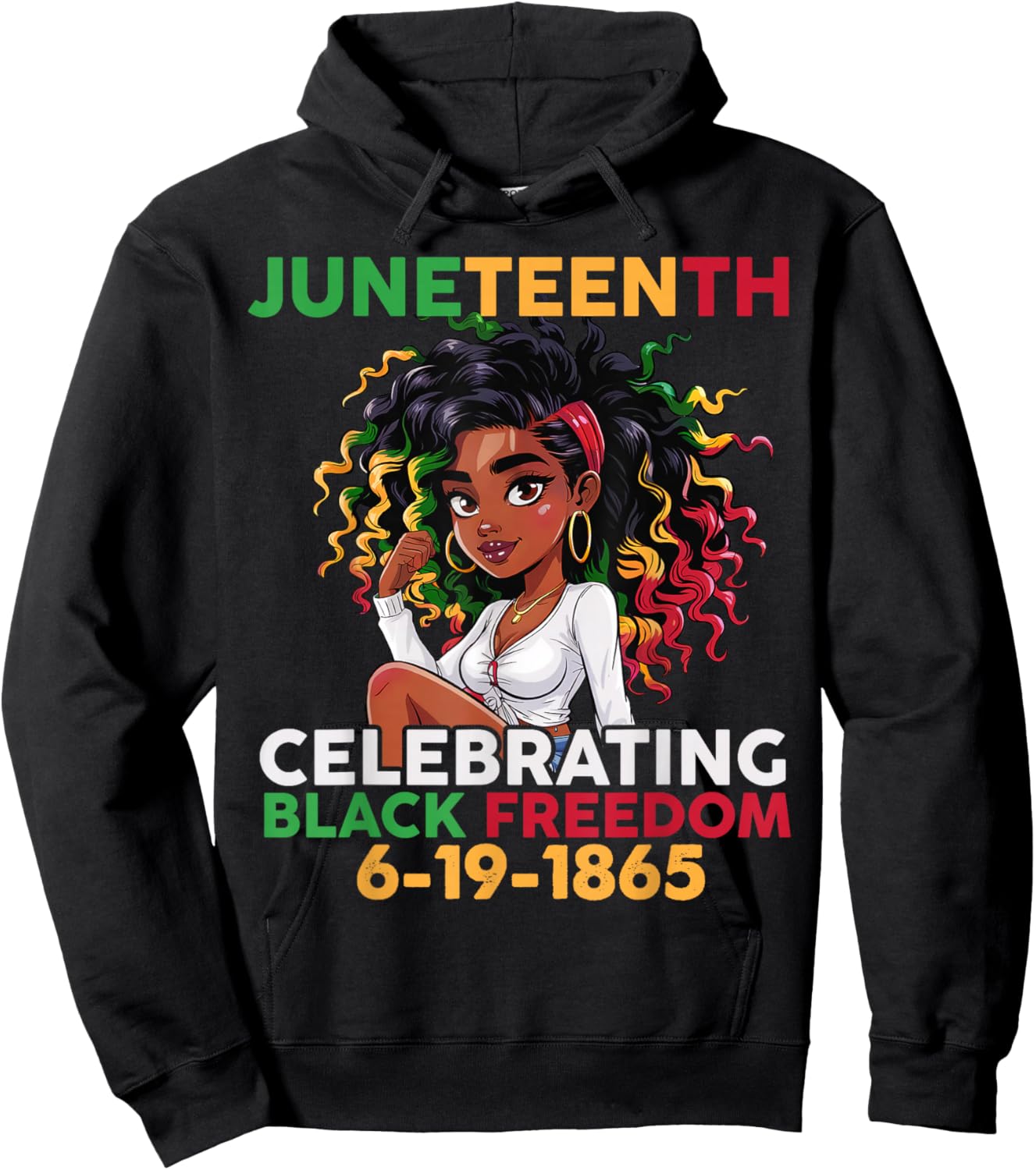 Black Girl Juneteenth 6-19-1865 Celebration Black Freedom Hoodie - Hoodie | Black