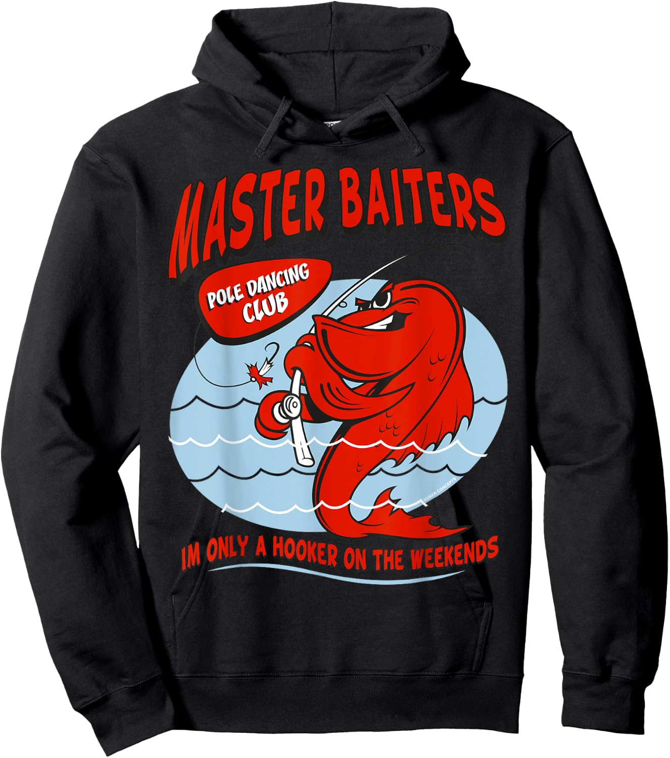 Master Baiters Fishing Pole Humor Funny Fisherman Hoodie - Hoodie | Black