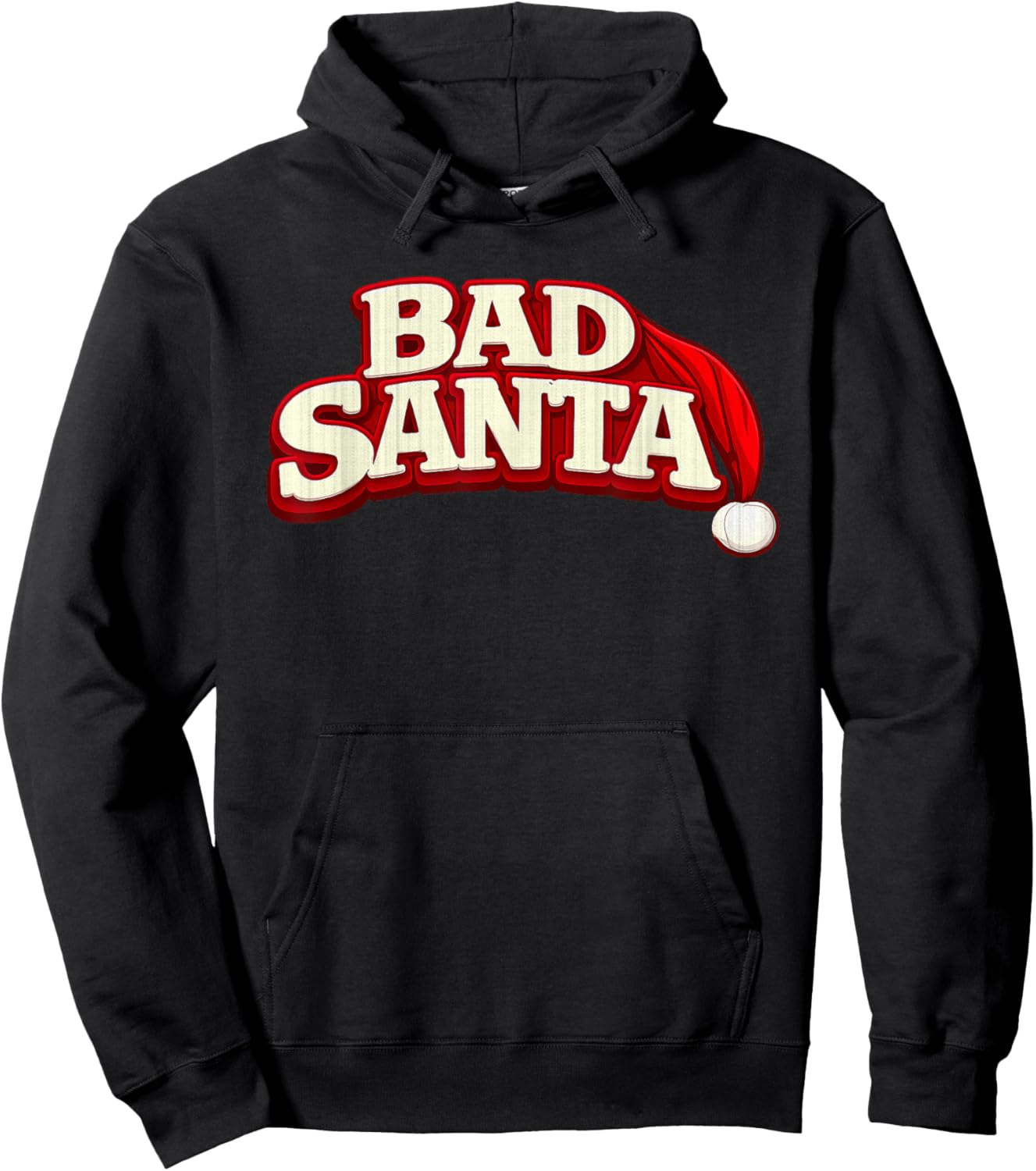 Bad Santa Christmas Text Graphic Hoodie - Hoodie | Black