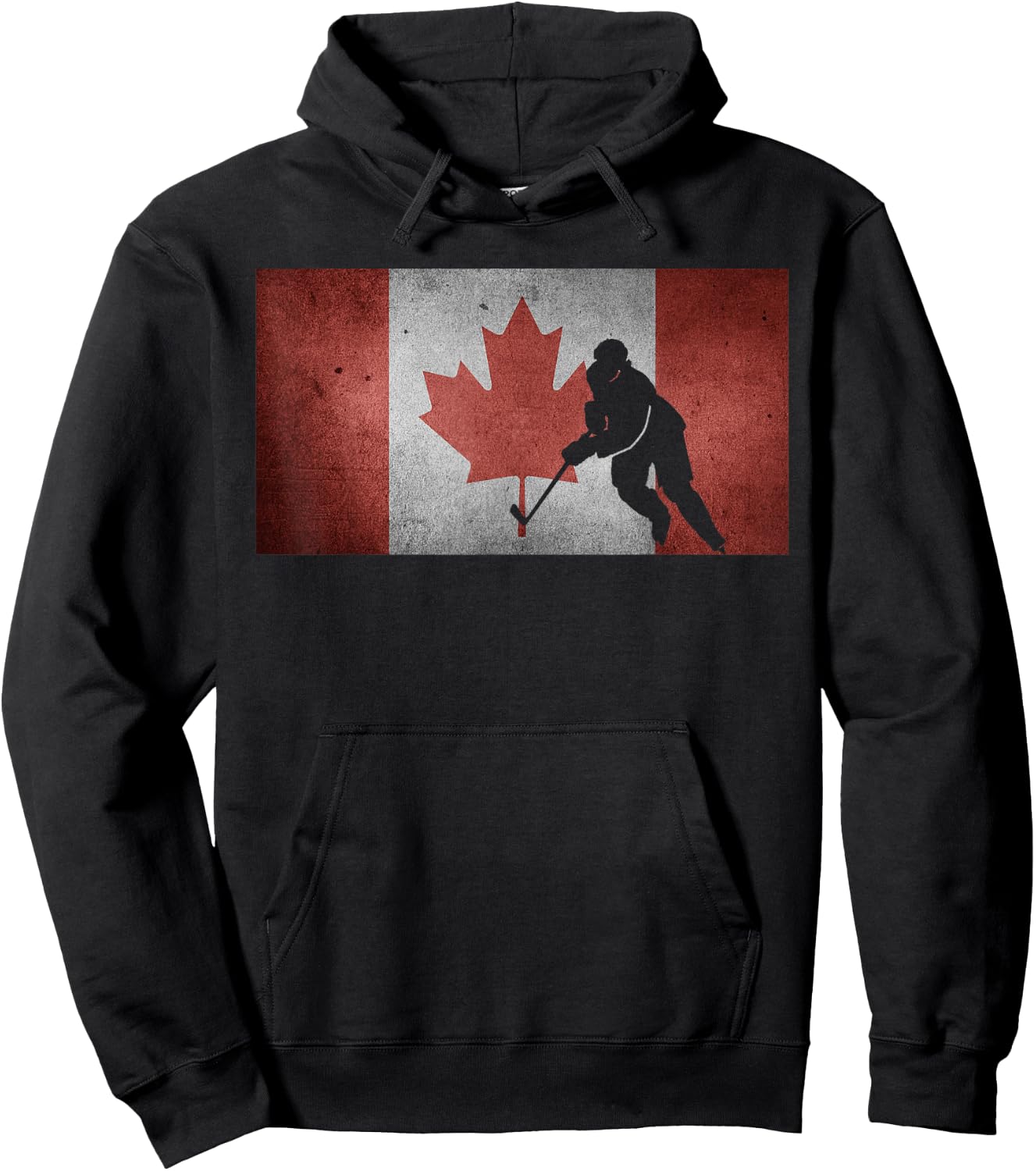 Canadian Hockey Player Canada Flag Maple Leaf Ice Skating Hoodie - Hoodie | Black