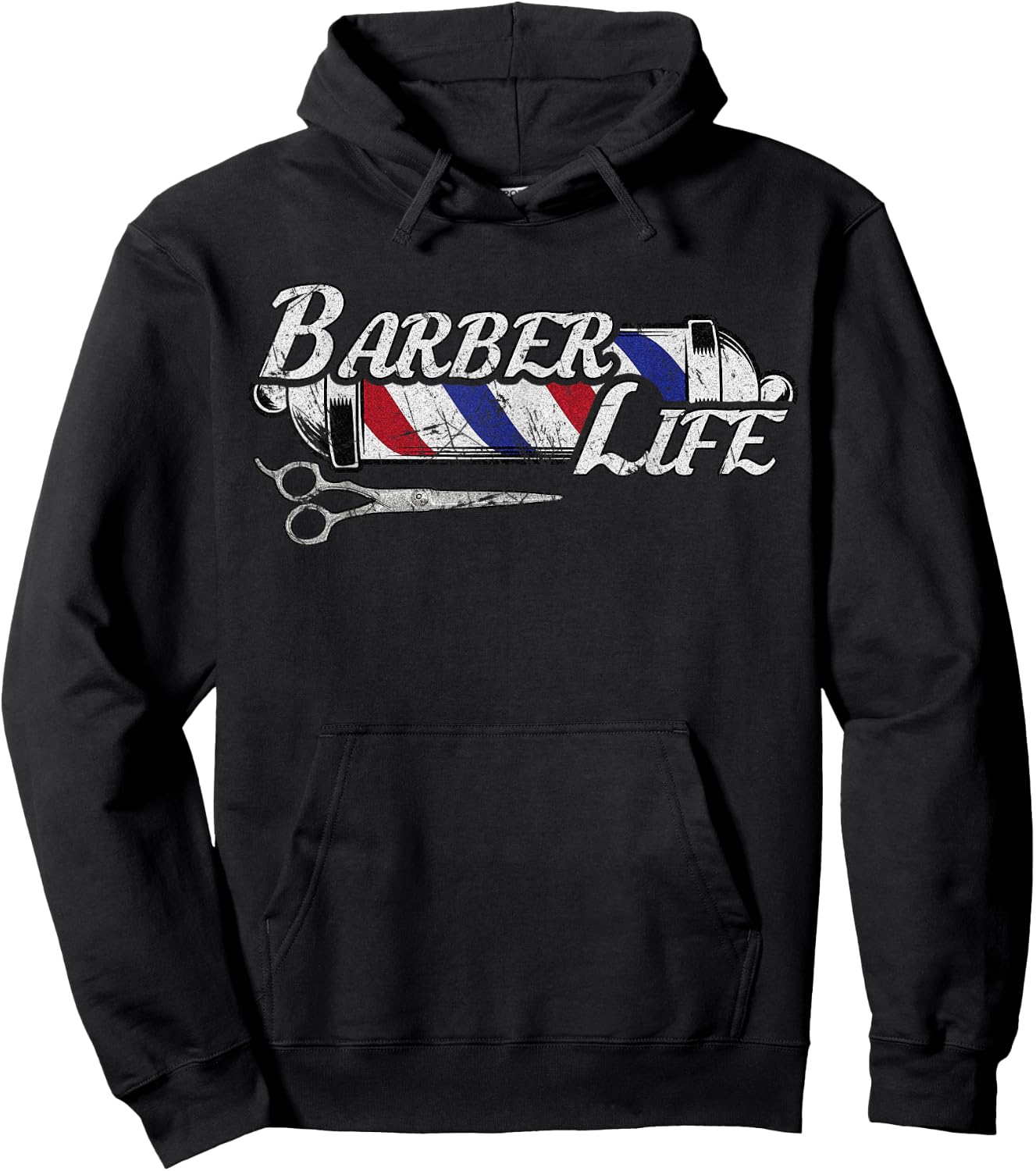 Vintage Barber's Pole Hair Hairstylist Christmas Gift Hoodie - Hoodie | Black