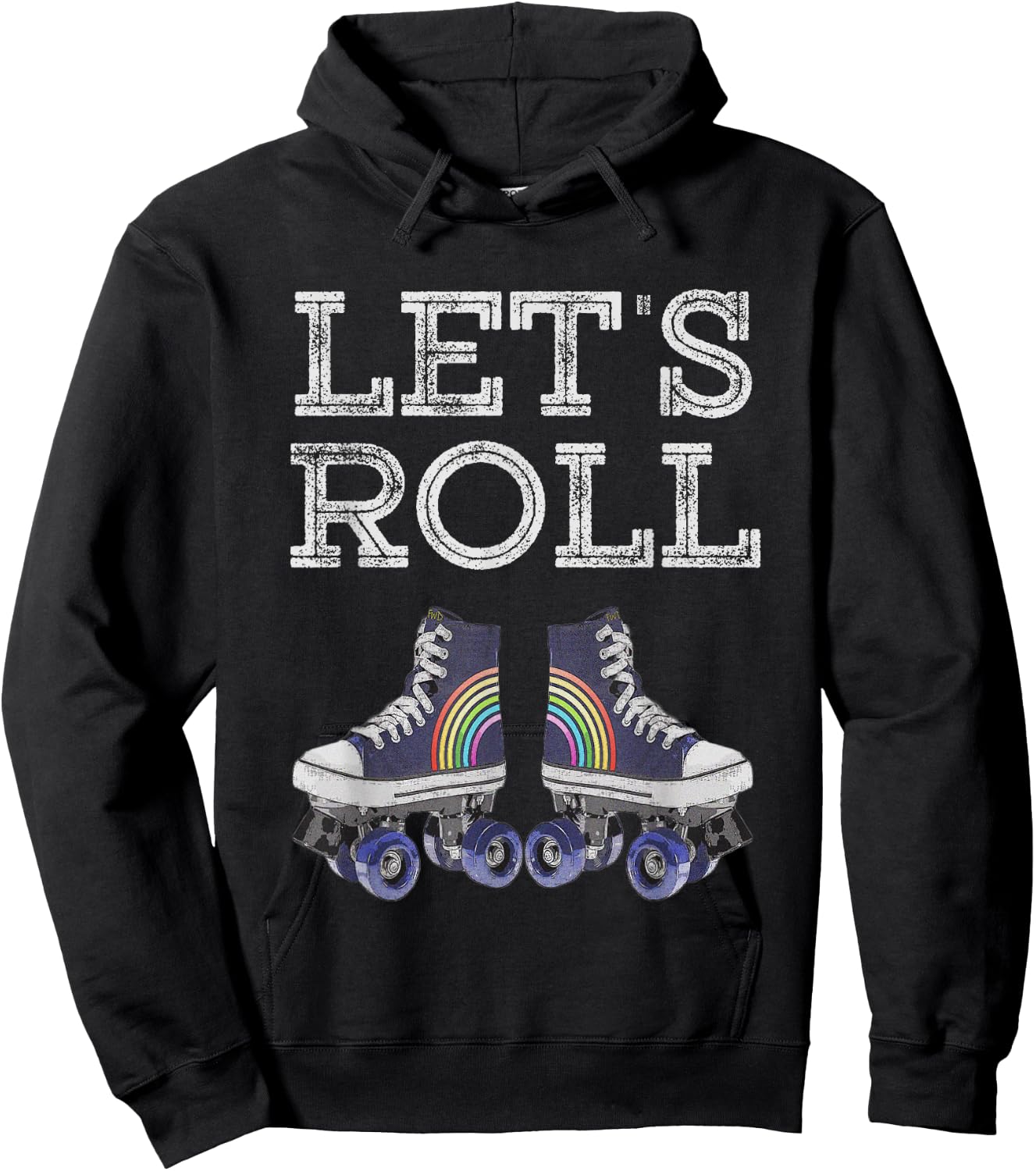 Let's Roll Funny Rollerblade Skates Retro Sport Rainbow Fun Hoodie - Hoodie | Black