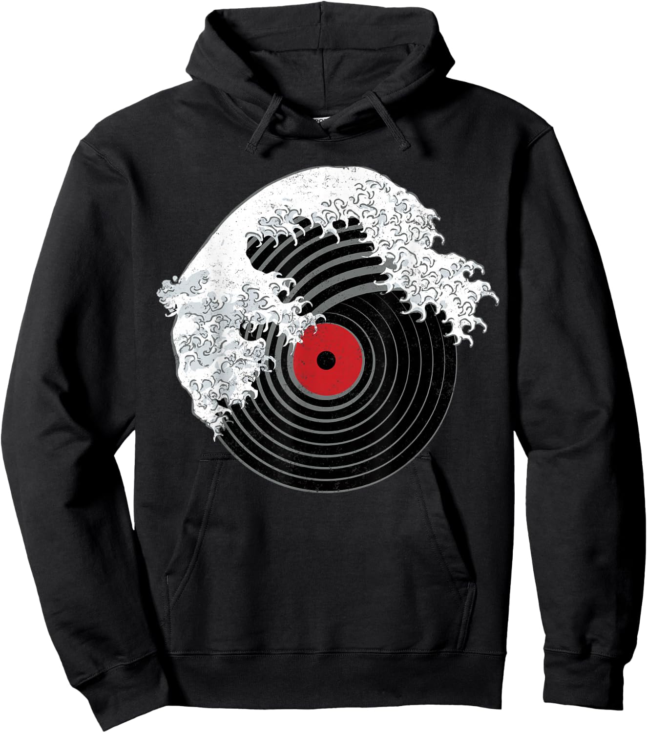 Great Wave of Music DJ Vinyl Record Turntable Kanagawa Hoodie - Hoodie | Black