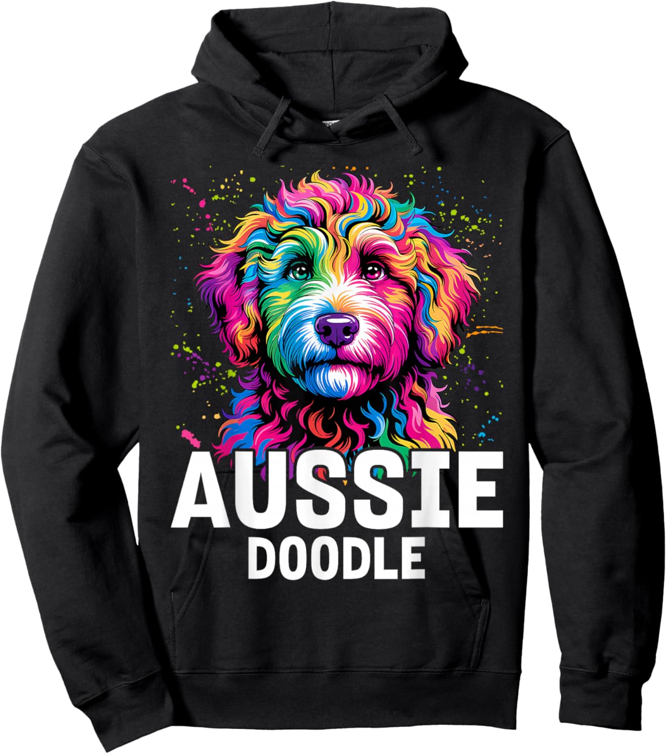 Aussiedoodle Aussie Doodle Puppy Dog Lover Colorful Black Hoodie - Hoodie | Black