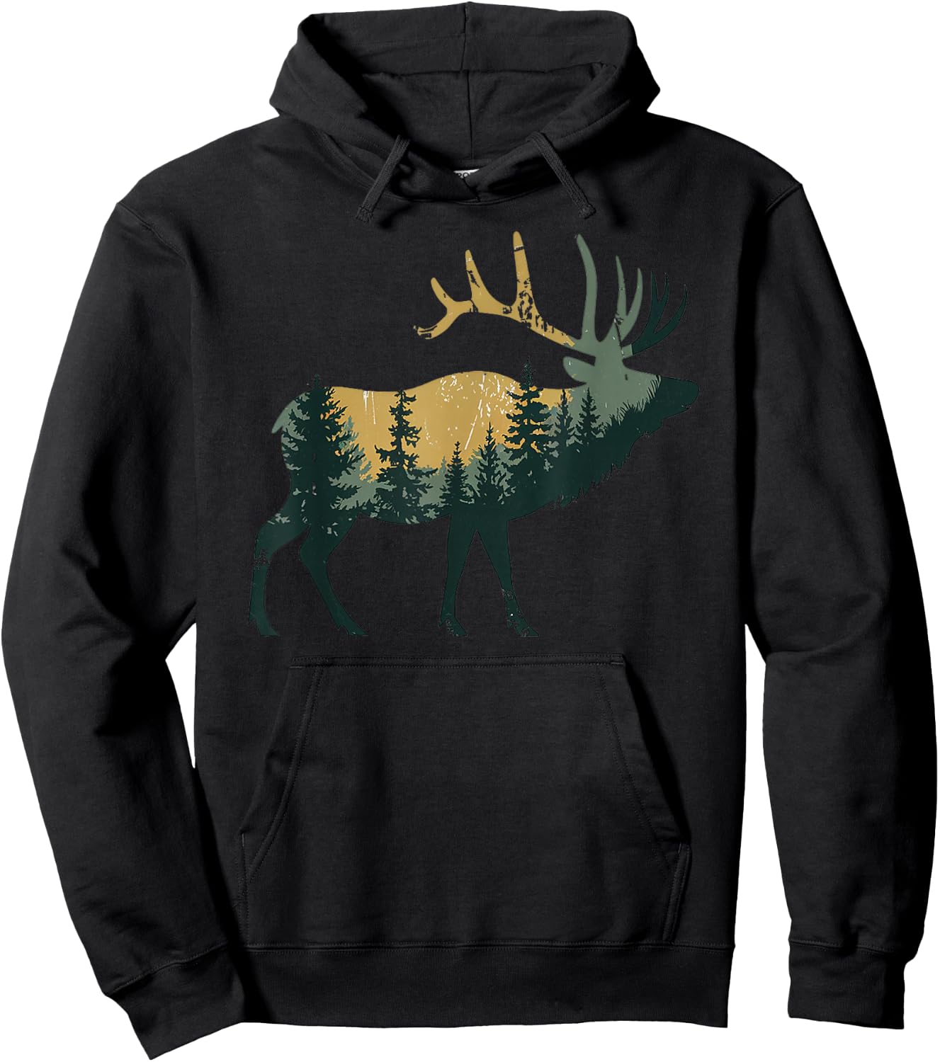 Elk Hunting Hiking Outdoor Camping Forest Men Women Elk Hoodie - Hoodie | Black