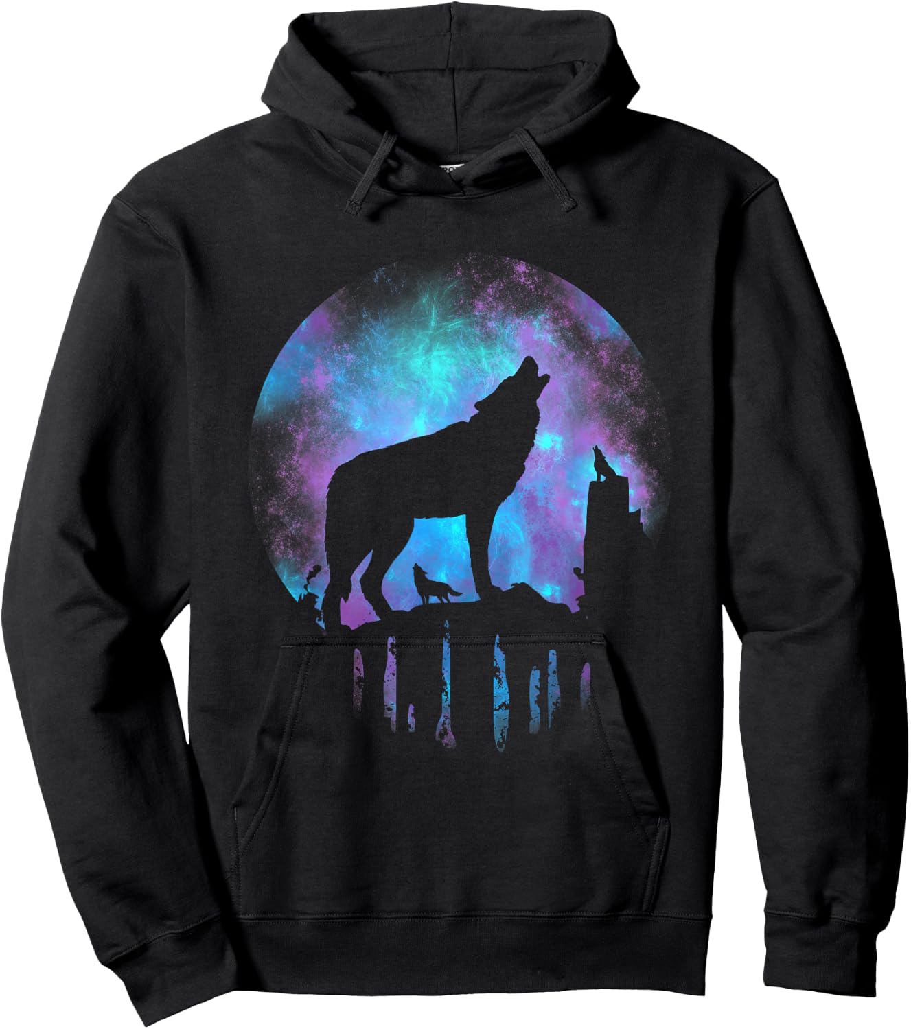 Wolf Galaxy Moon Hoodie - Hoodie | Black