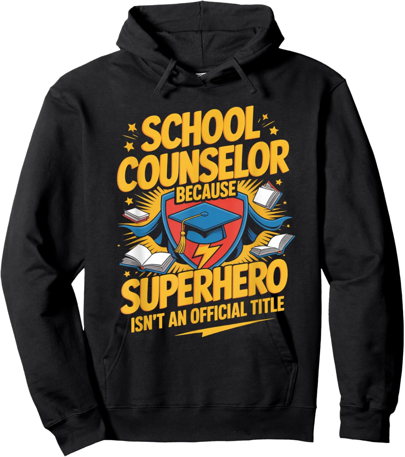 School Counselor Superhero Funny appreciation Back to School Hoodie - Hoodie | Black