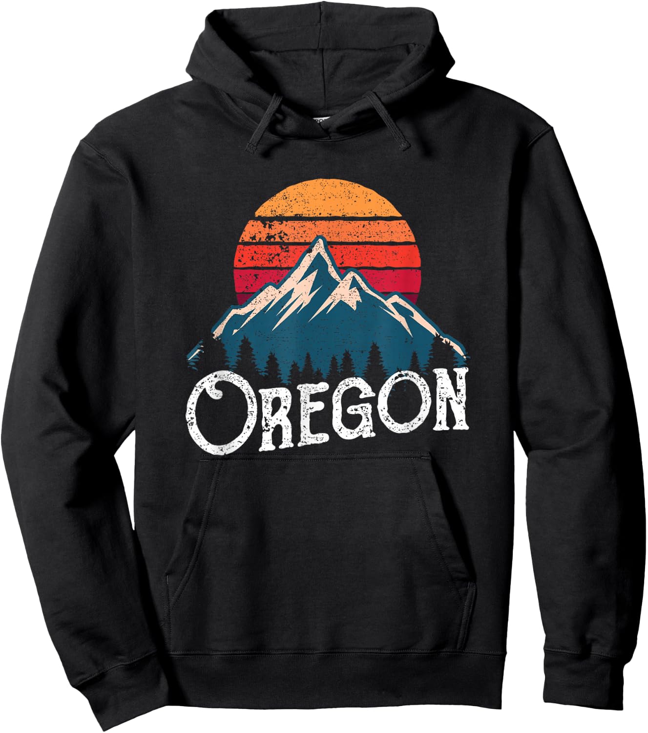 Retro Oregon OR Mountains Outdoor Wildness Hoodie - Hoodie | Black