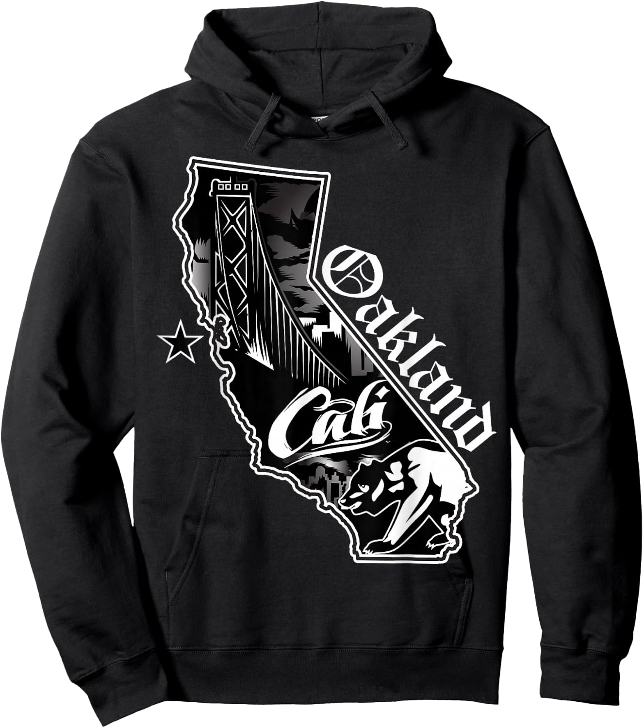 Oakland California Map Northern Cali Bay Area CA Hoodie - Hoodie | Black