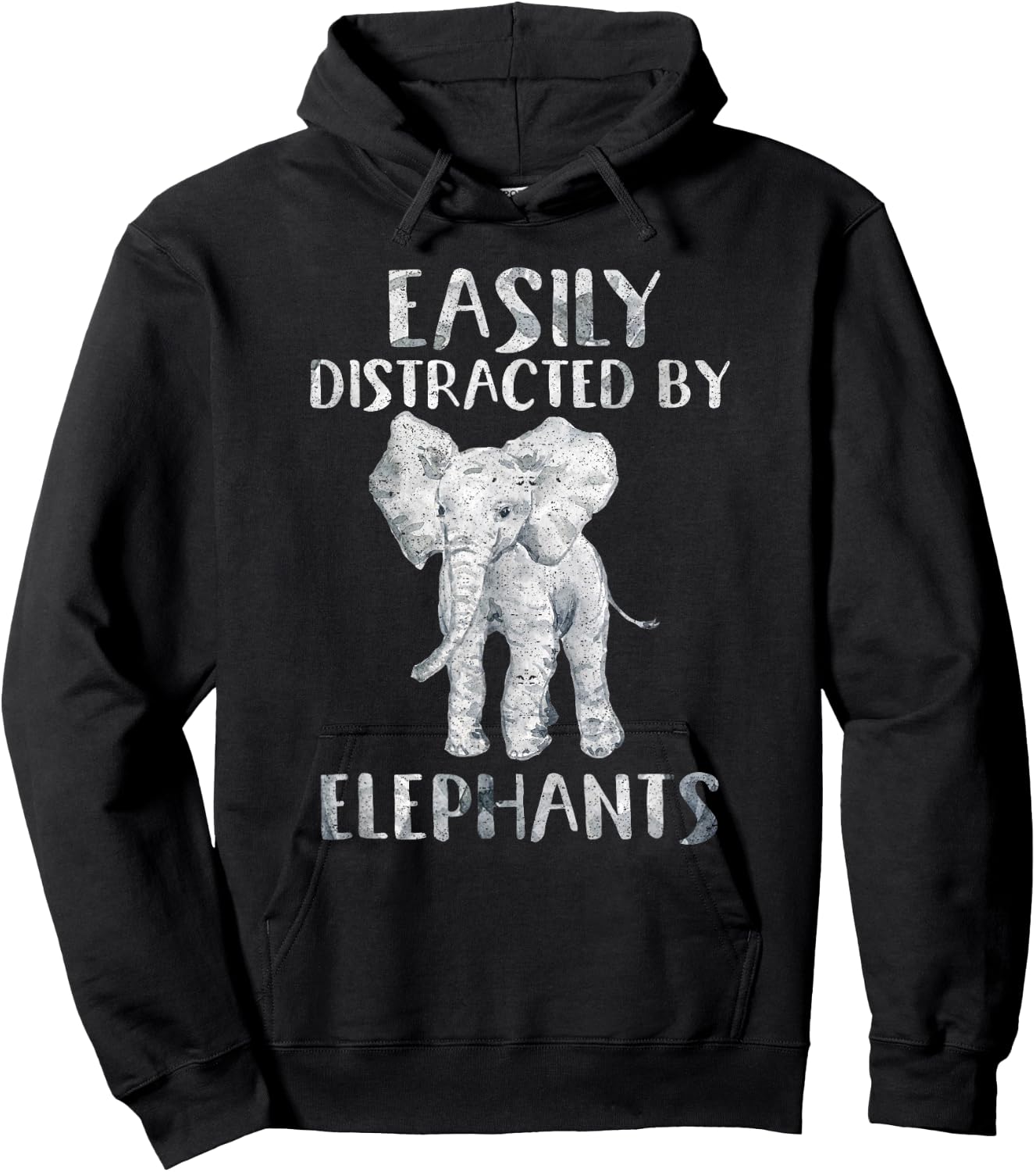 Easily Distracted By Elephants Funny Elephant Lover Gift Hoodie - Hoodie | Black