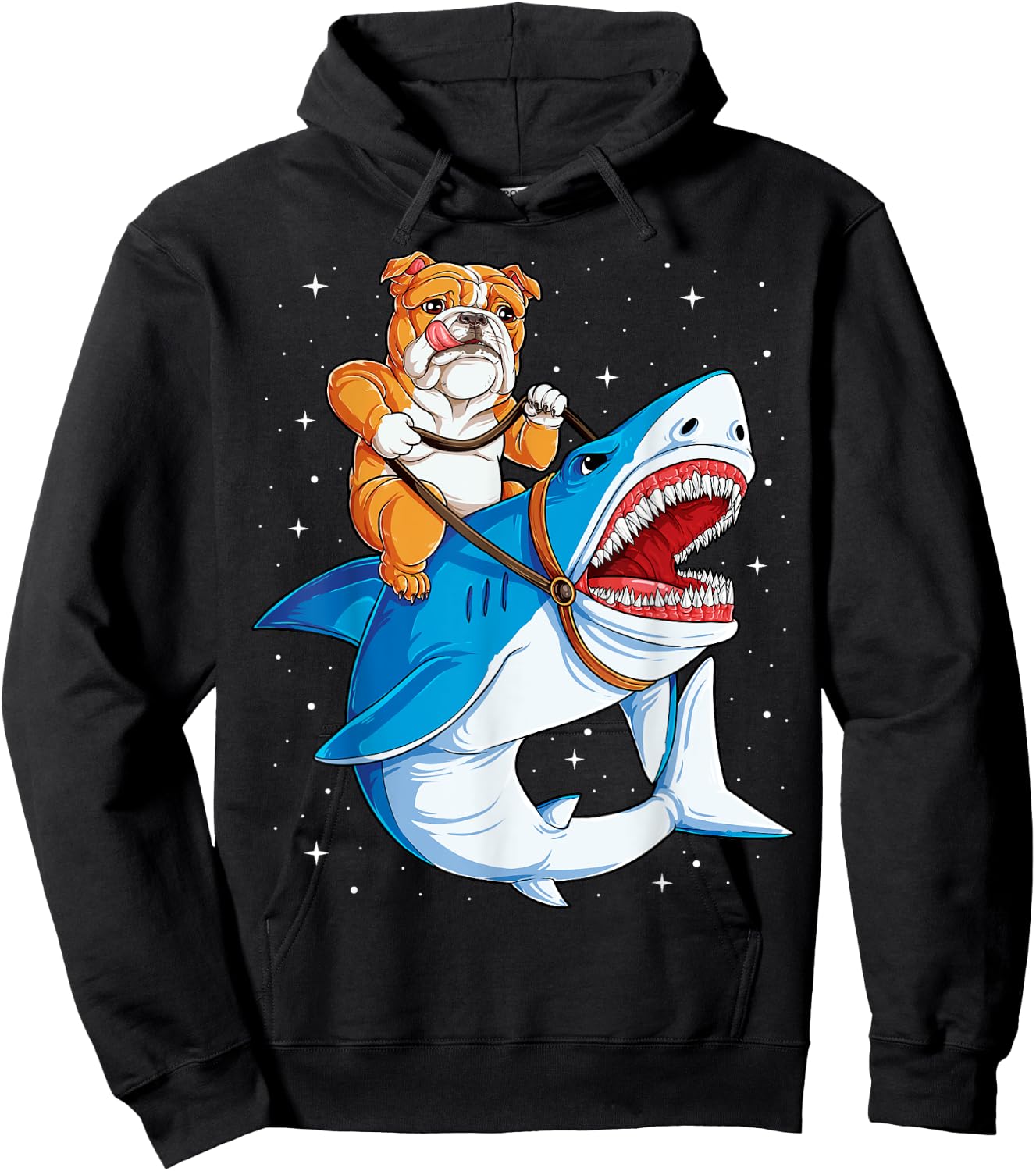 English Bulldog Shark T shirt Kids Space Galaxy Jawsome Gift Hoodie - Hoodie | Black