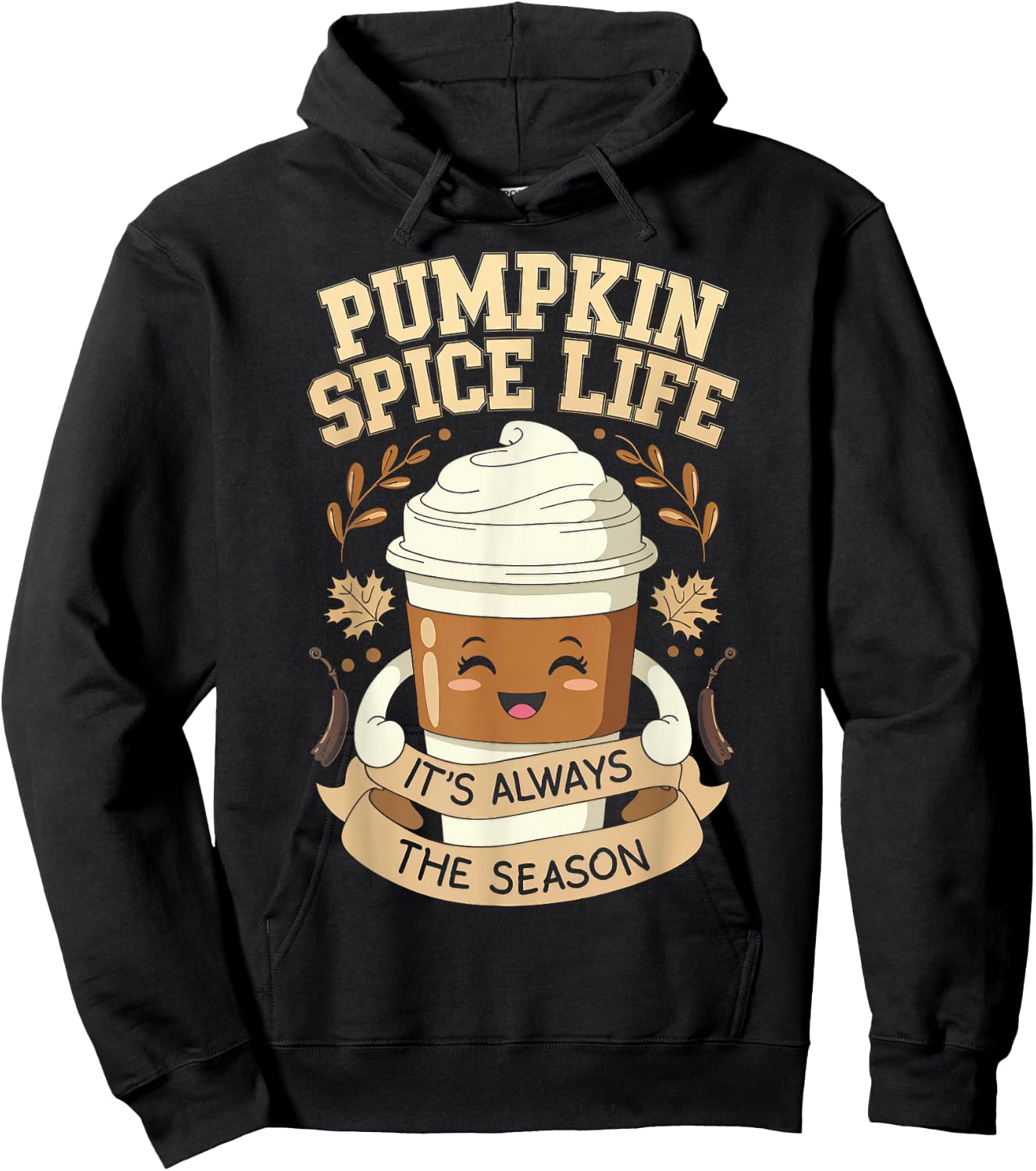 Pumpkin Spice Life Latte Fall Season Fun Coffee Lover Hoodie - Hoodie | Black