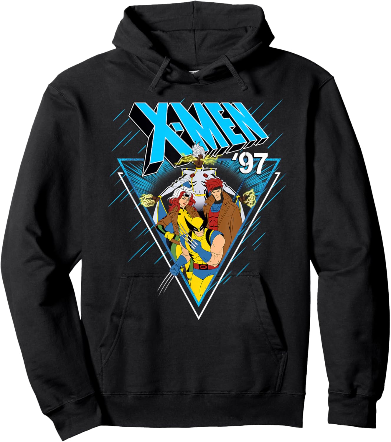 Marvel X-Men '97 Storm Rogue Gambit Wolverine Triangle Hoodie - Hoodie | Black