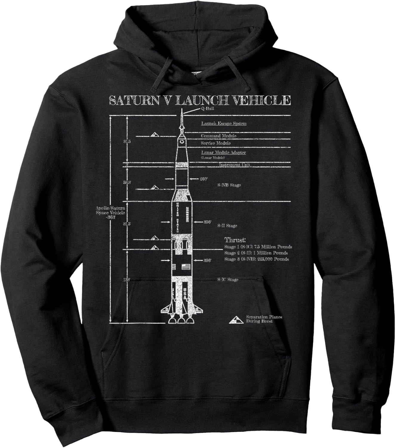 Saturn V Apollo Moon Landing Rocket Anniversary Gift Hoodie - Hoodie | Black