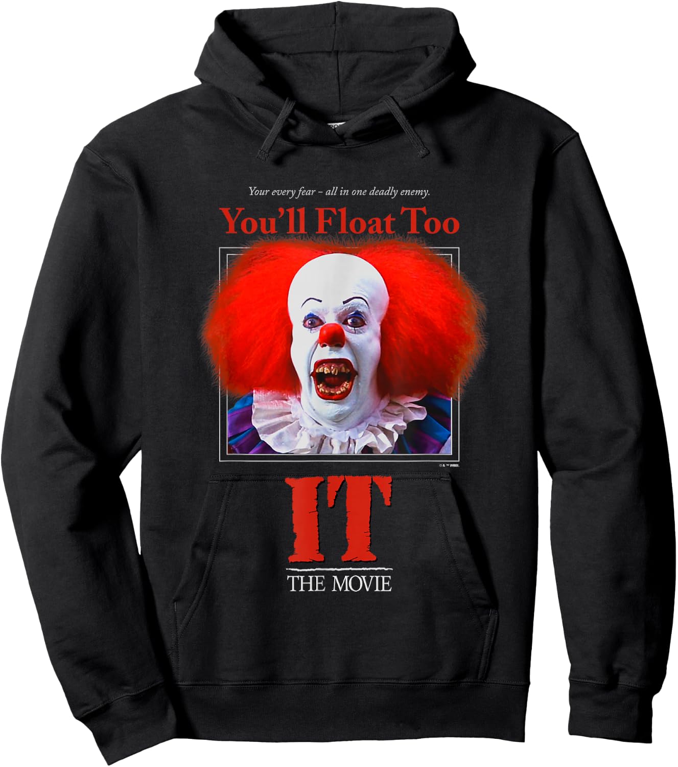 It Miniseries Pennywise You'll Float Too Retro Big Portrait Hoodie - Hoodie | Black