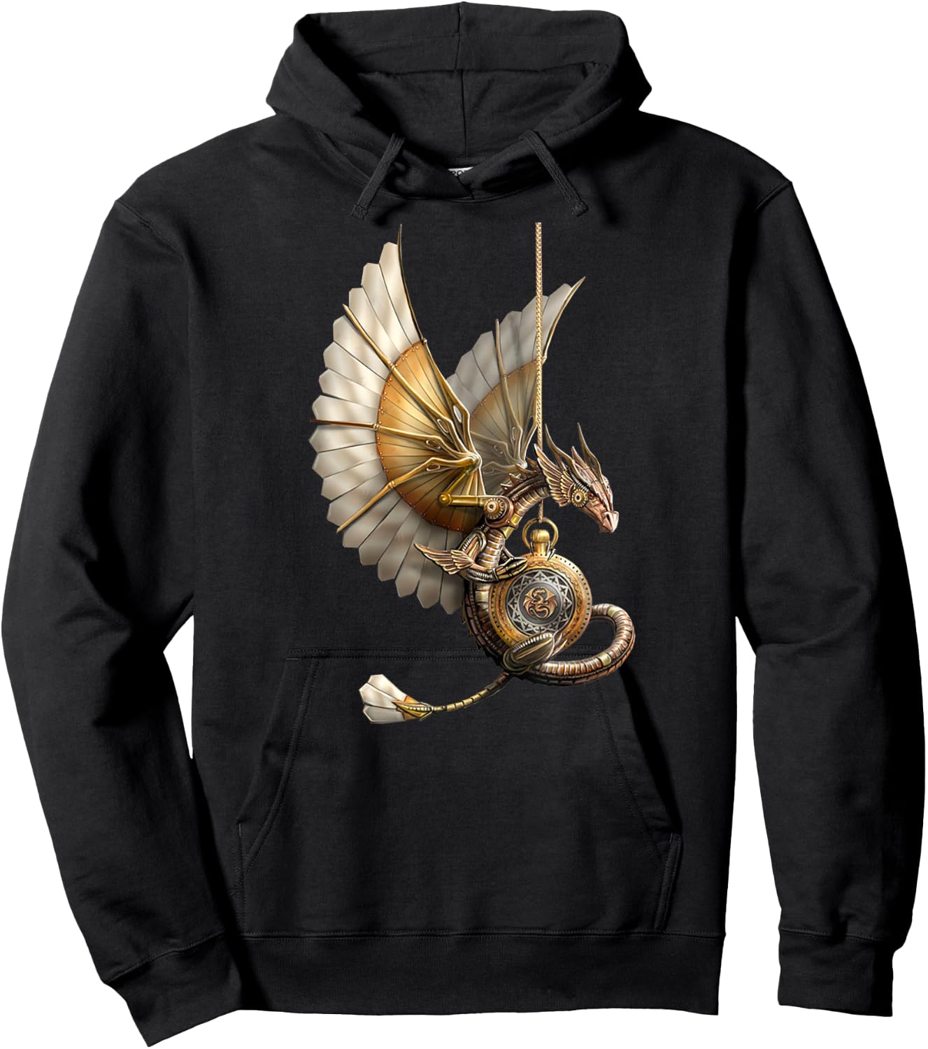 Steampunk Dragon on Clock Vintage Hoodie - Hoodie | Black