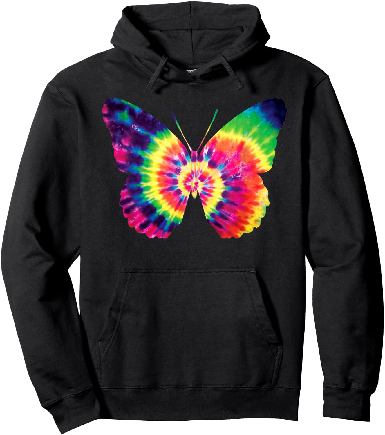 Rainbow Tie Dye Butterfly Tye Die Look Cool Hoodie - Hoodie | Black