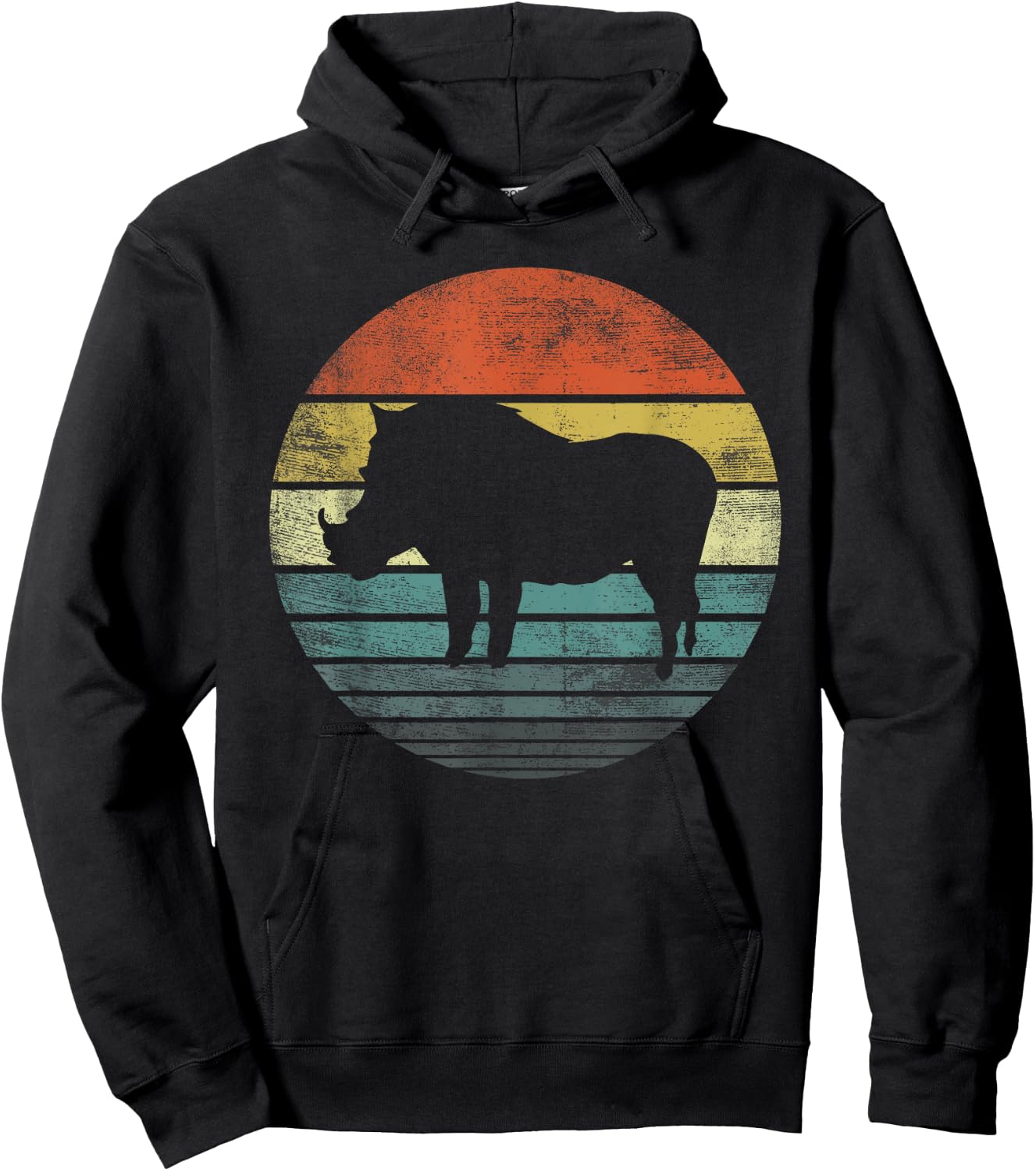 Warthog Lover Gift Funny Retro Vintage Zoo Animal Silhouette Hoodie - Hoodie | Black