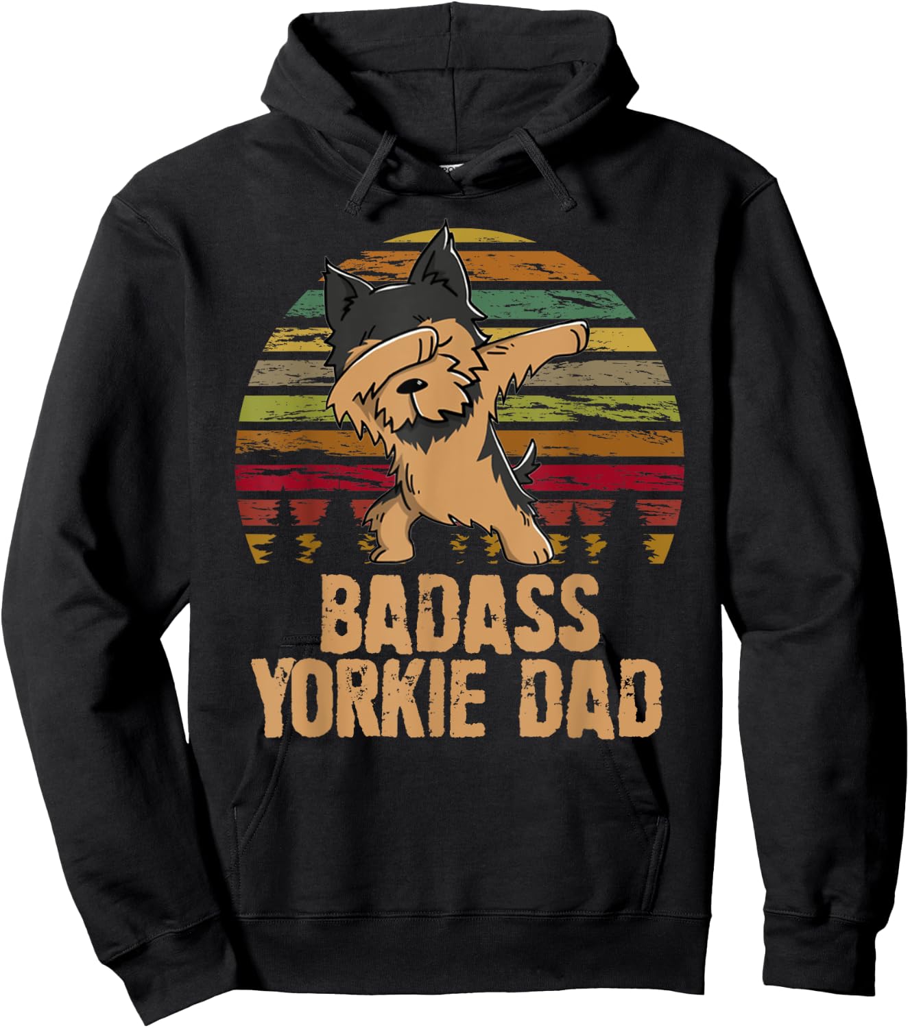 Funny Dabbing Badass Yorkie Dad Hoodie - Hoodie | Black