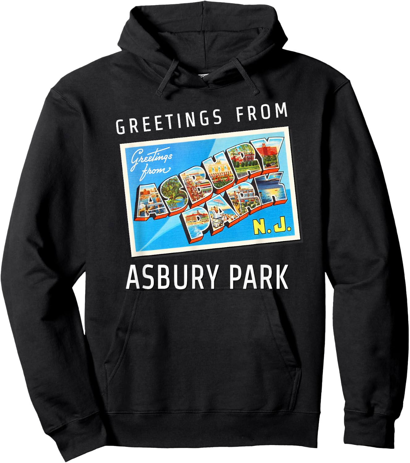 Asbury Park New Jersey NJ Travel Souvenir Gift Postcard Small Hoodie - Hoodie | Black