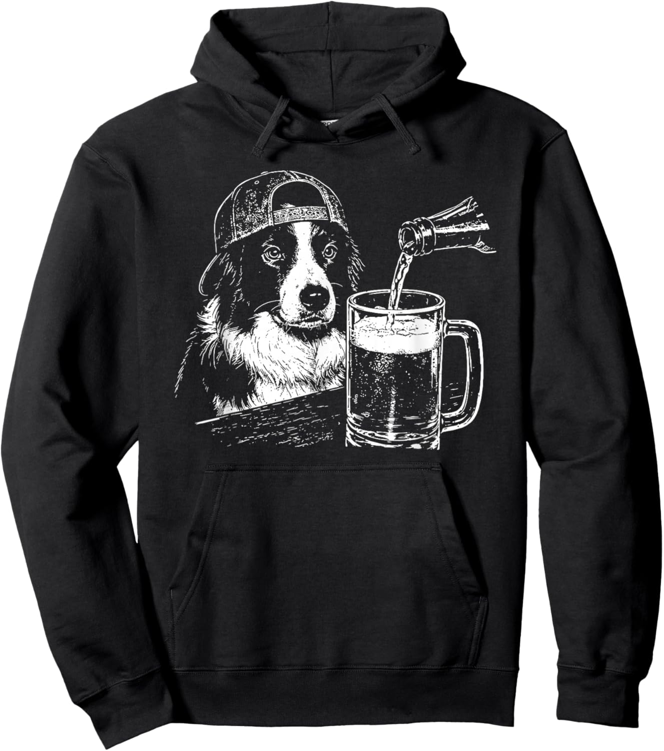 Border Collie Drinking Beer Funny Dog Meme Hoodie - Hoodie | Black