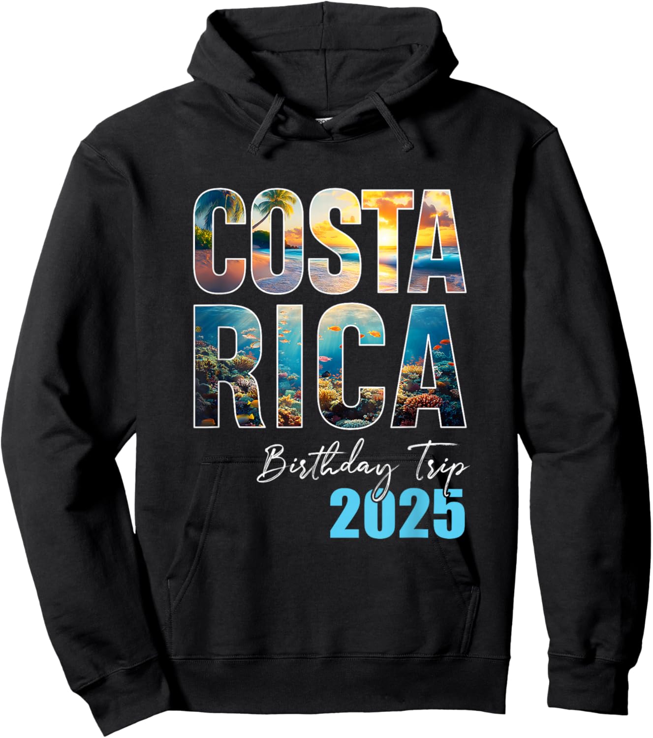 Costa Rica Birthday Trip 2025 Cruise - -Adult, Black, Small, Short Sleeve, Cotton 65% Polyester 35%, Novelty Hoodie - Hoodie | Black
