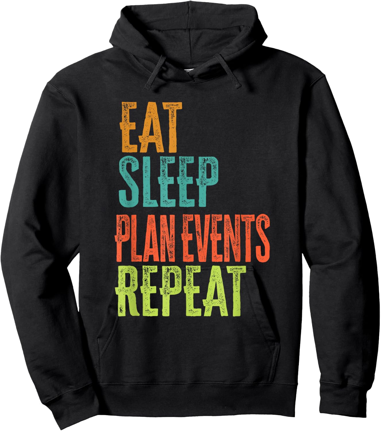 Retro Eat Sleep Plan Events Repeat Wedding Planner Manage Hoodie - Hoodie | Black