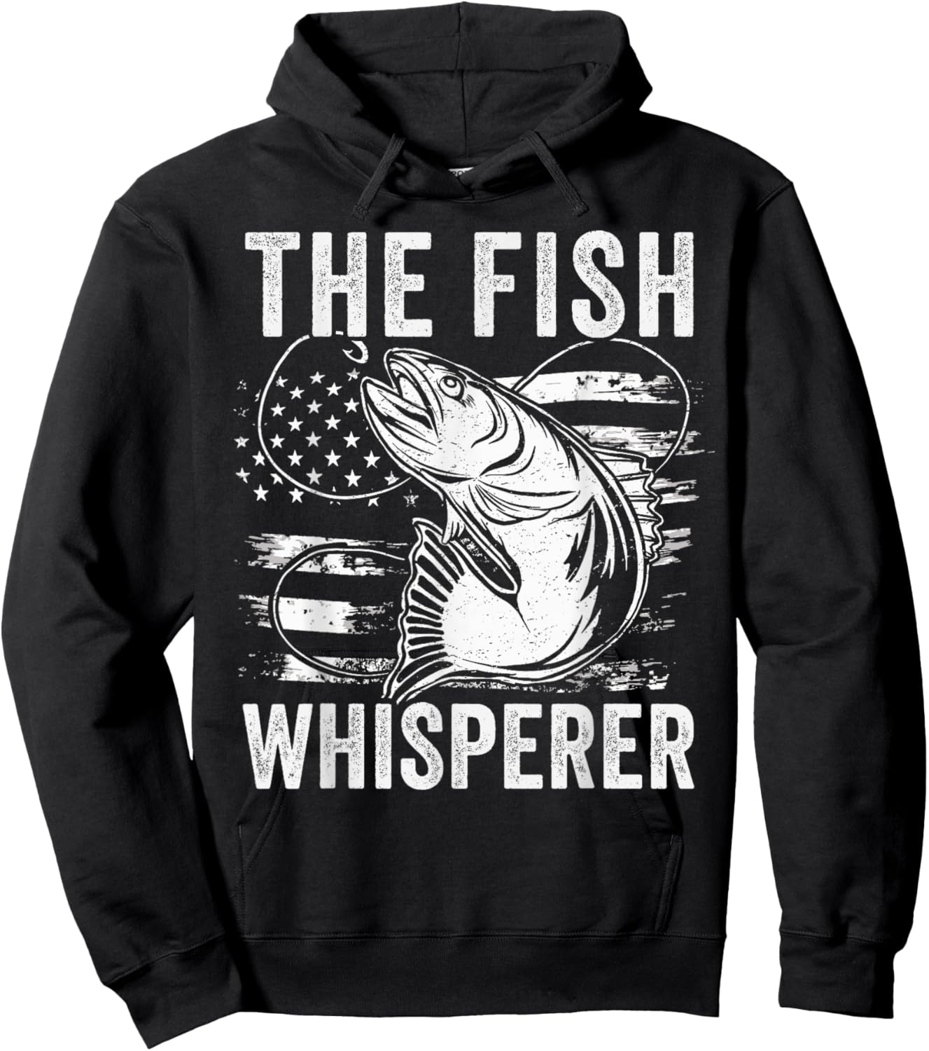 The Fish Whisperer US Flag Fishing Hoodie - Hoodie | Black