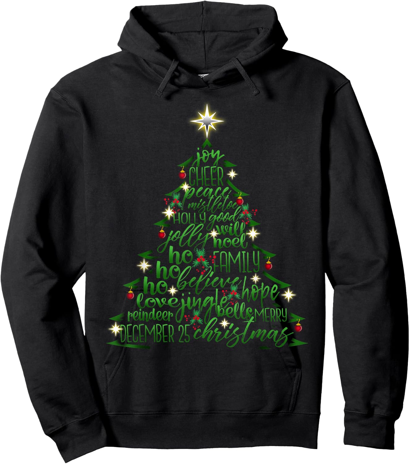 Christmas Tree Word Design Costume Hoodie - Hoodie | Black