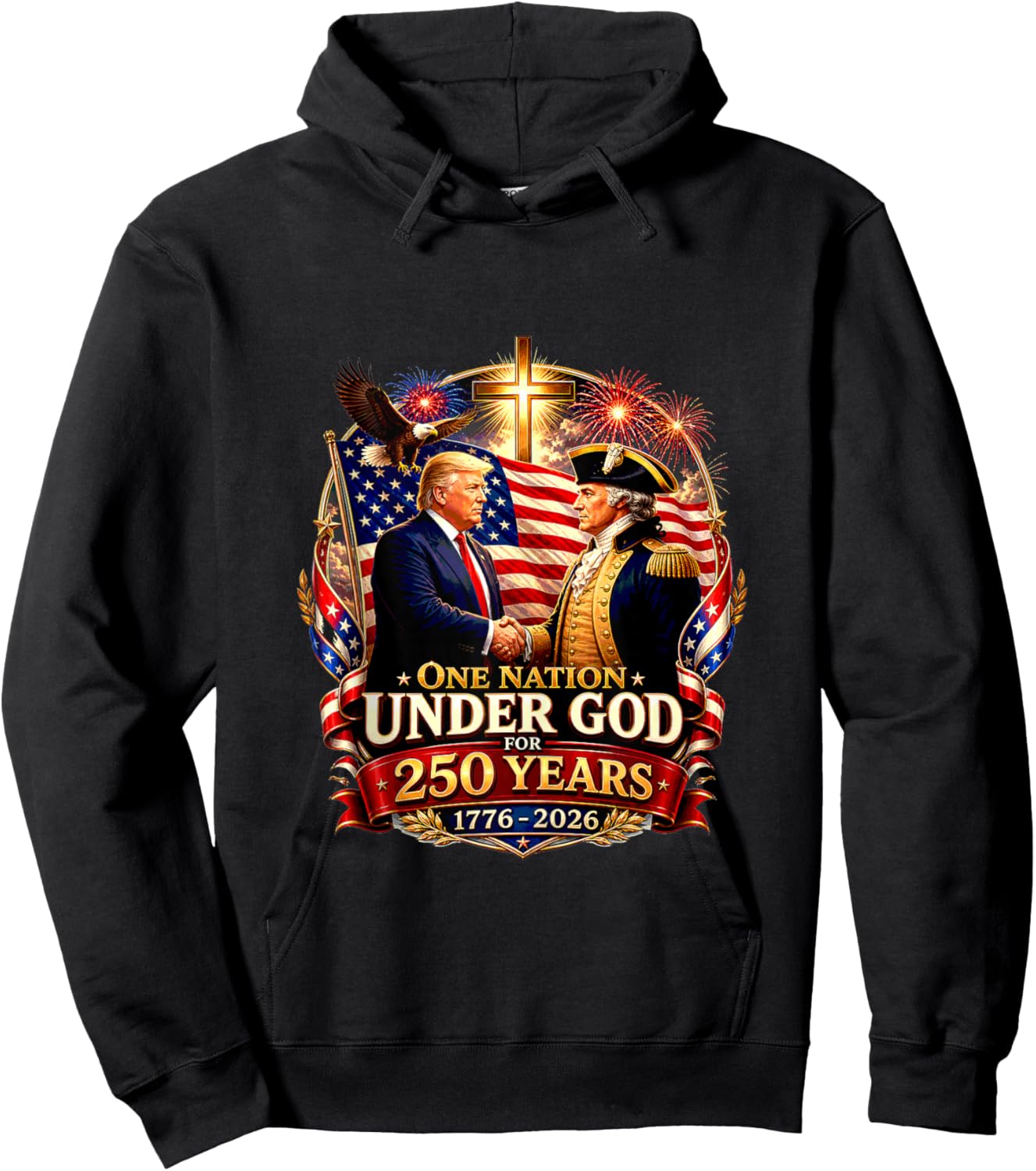 250 Years America Anniversary 250th Trump Washington Hoodie - Hoodie | Black