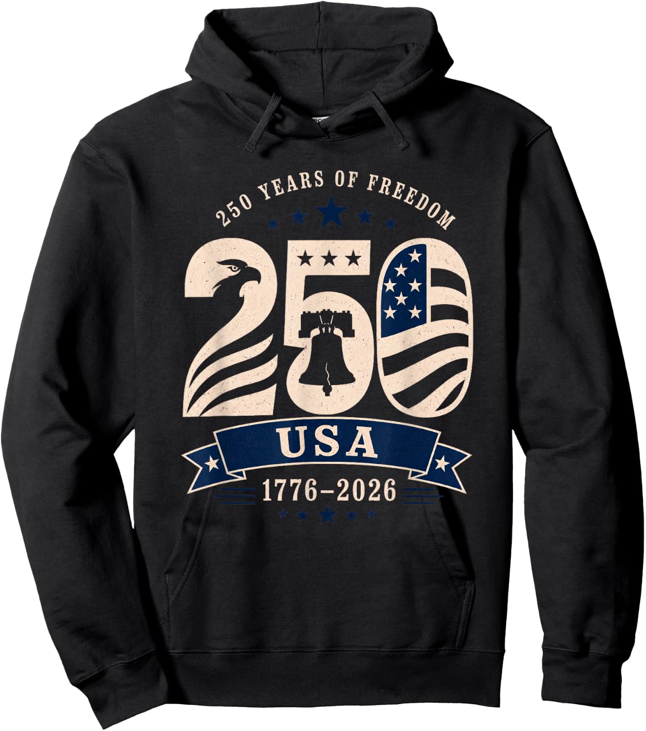 Patriotic Vintage 250th Anniversary USA 250 Year 4th of July Hoodie - Hoodie | Black