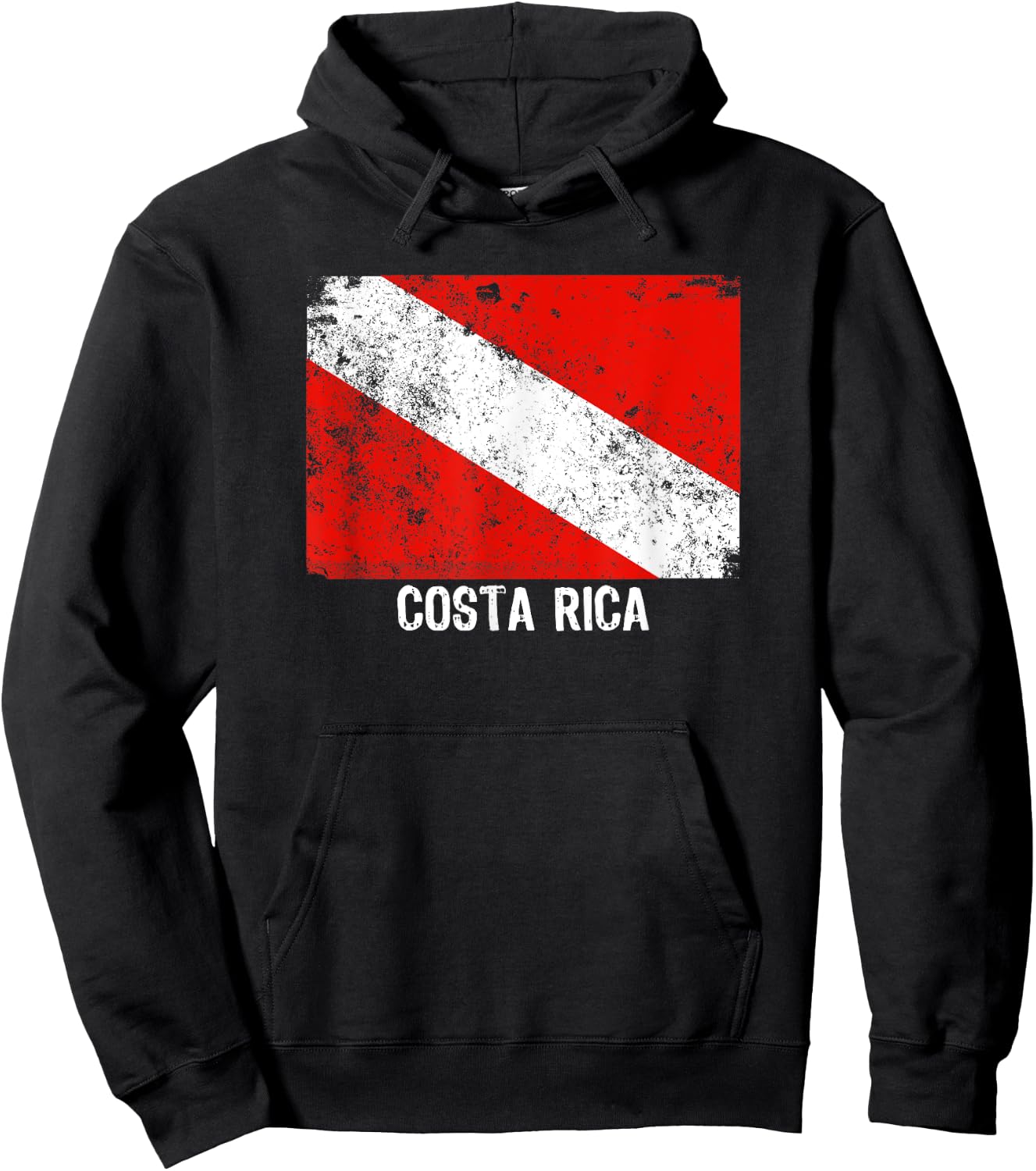 Vintage Costa Rica Dive Flag Scuba Diving Hoodie - Hoodie | Black